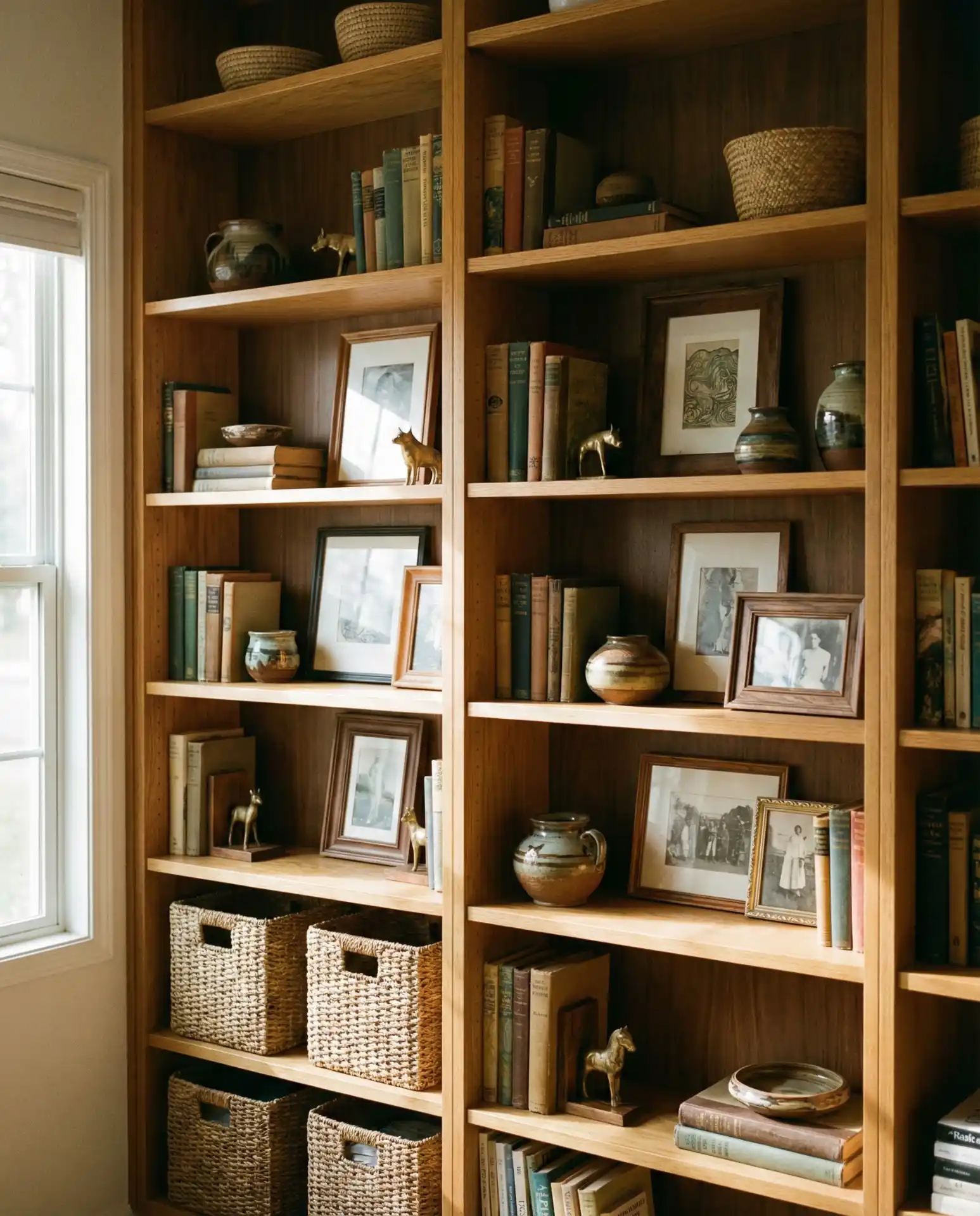 Eclectic Layered Shelving with Global Finds 1