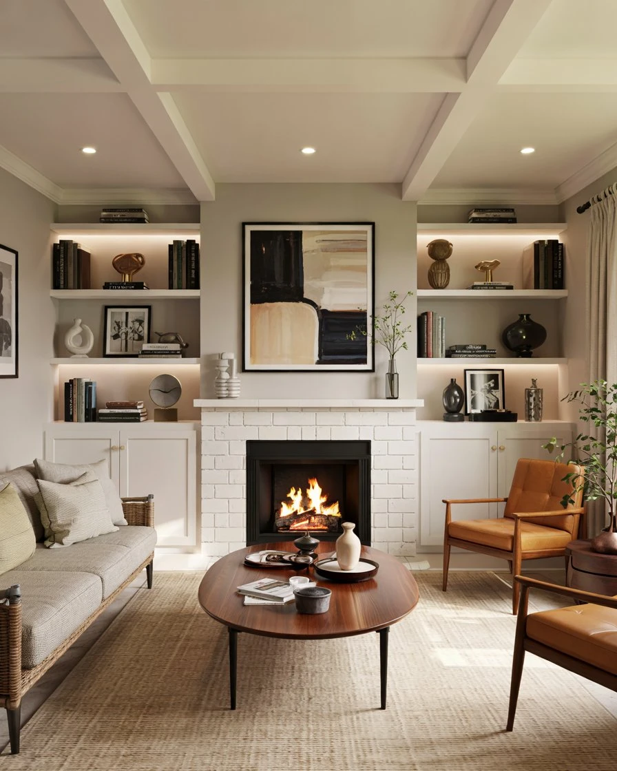 Elegant Built-In Shelving with Integrated Lighting 1