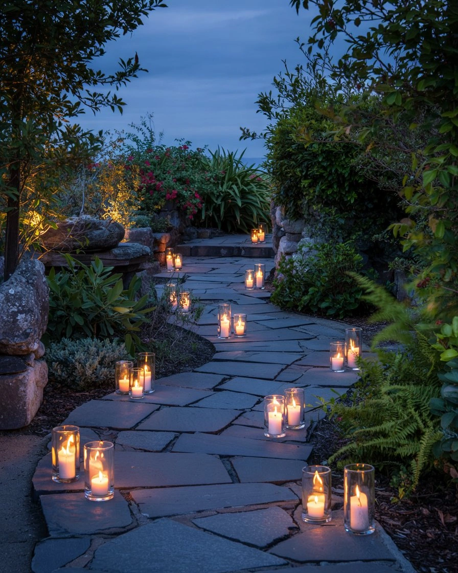 Evening Candlelit Stone Pathway 2