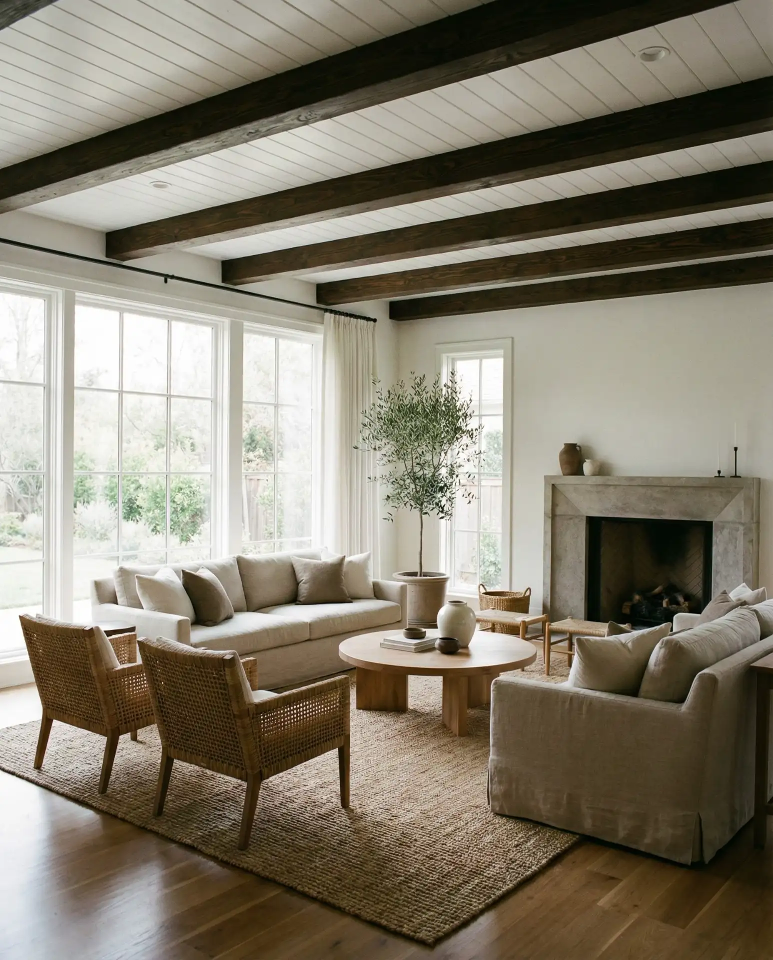 Exposed Ceiling Beams in Dark Stained Wood 2