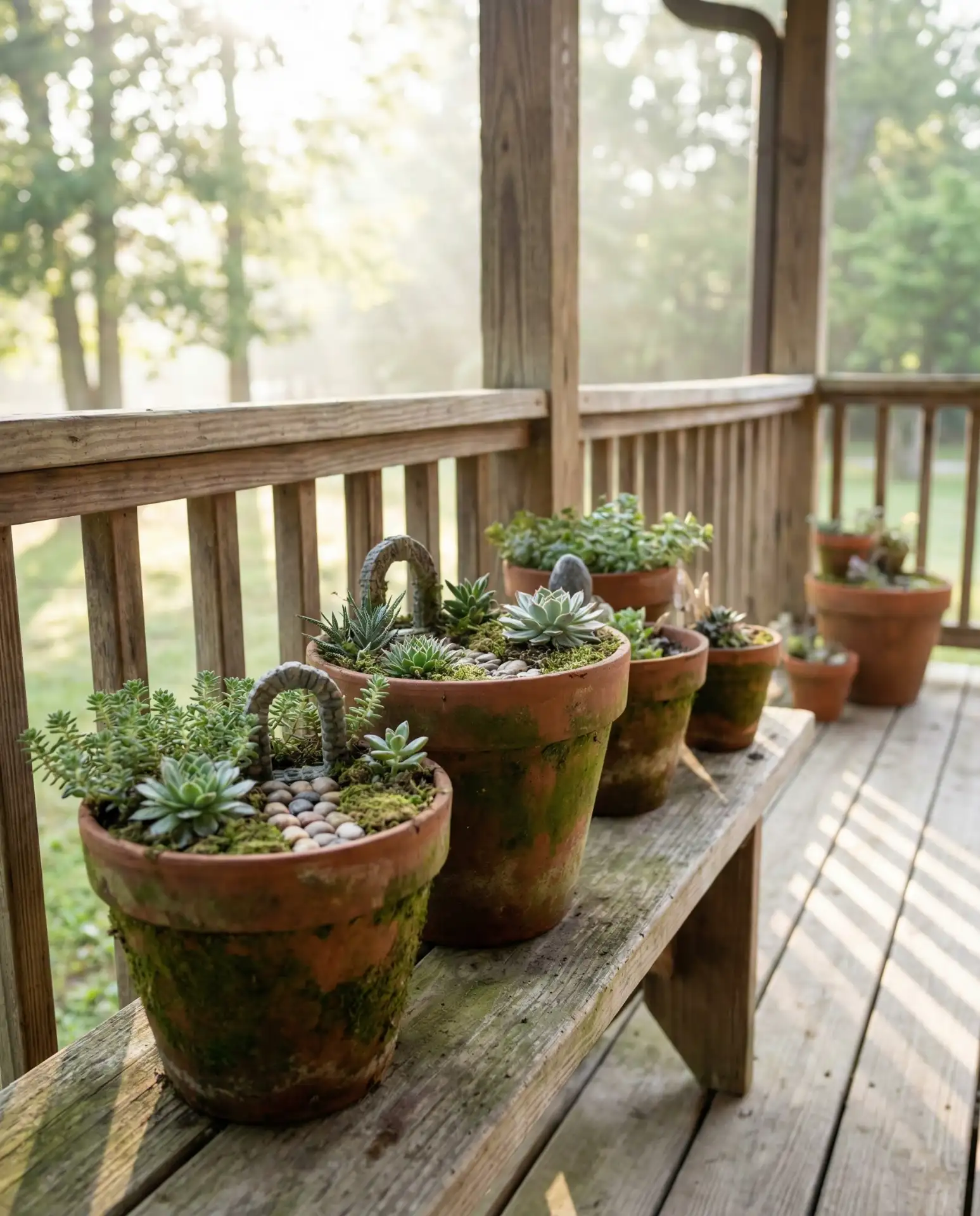 Fairy Garden in Vintage Pots 2