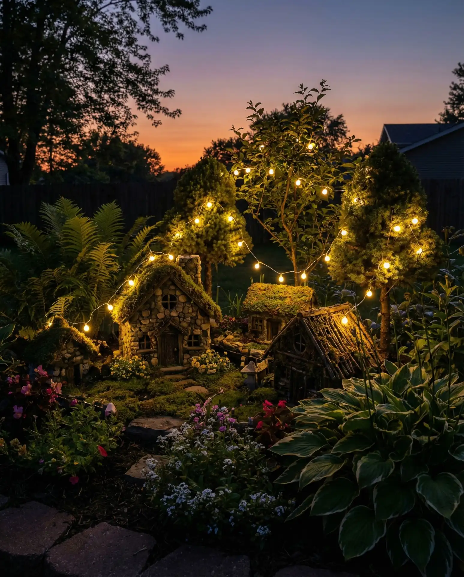 Fairy Garden with Solar String Lights 1