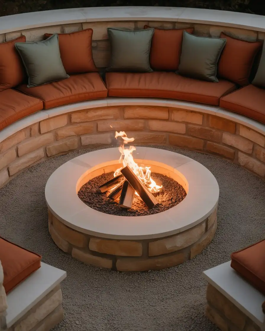 Fire Pit Lounge with Built-In Seating 2