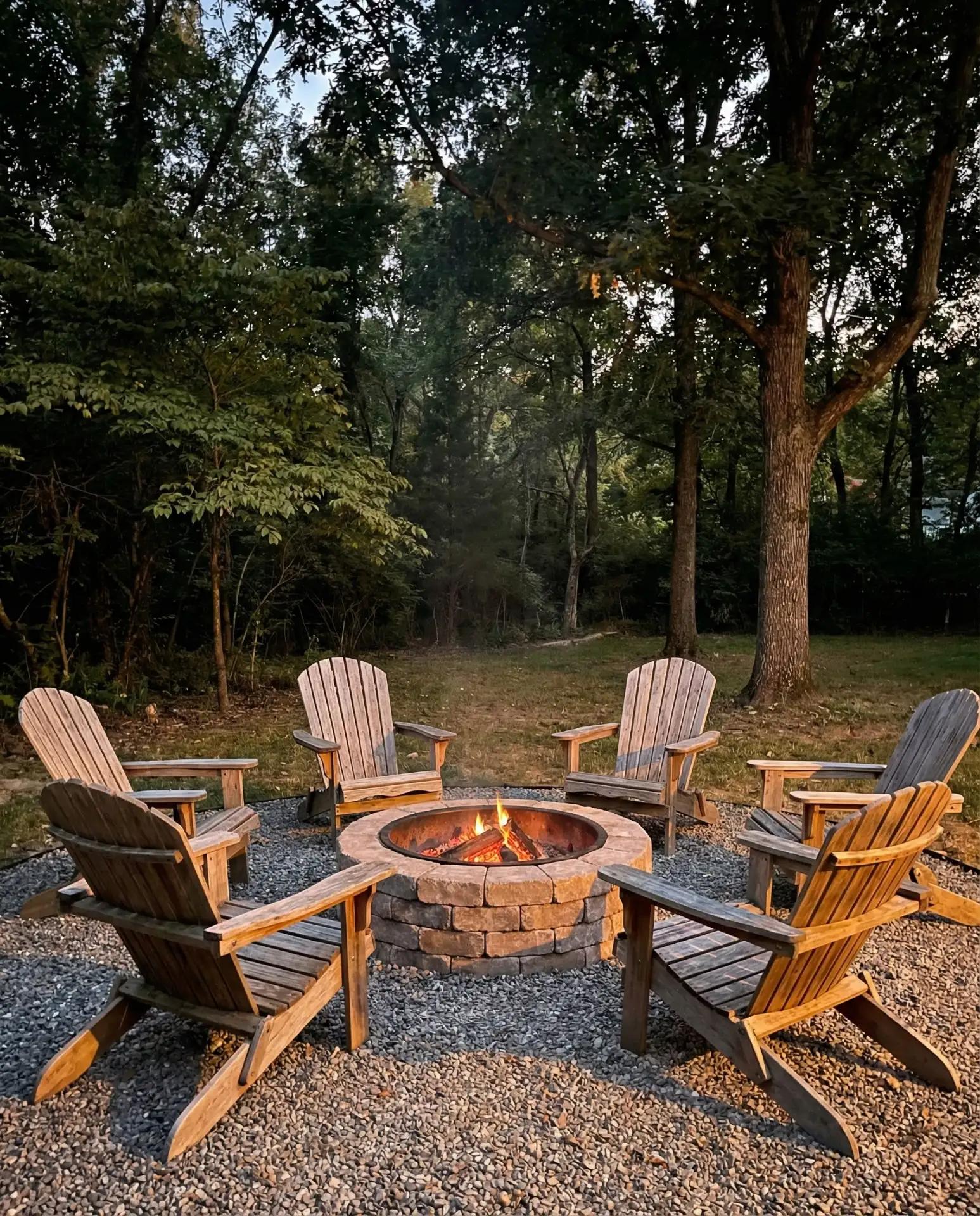 Fire Pit Surrounded by Adirondack Chairs 1