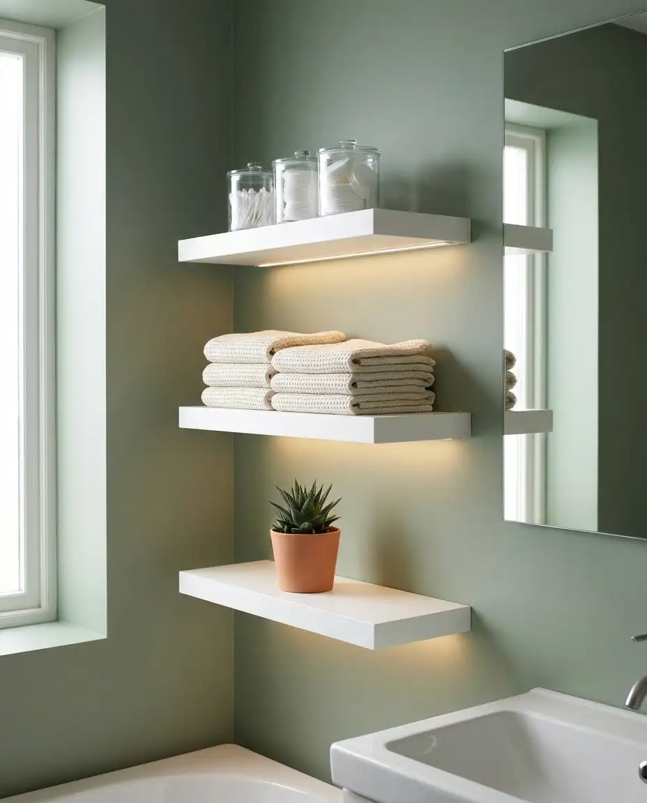 Floating Shelves with Hidden LED Strips 1