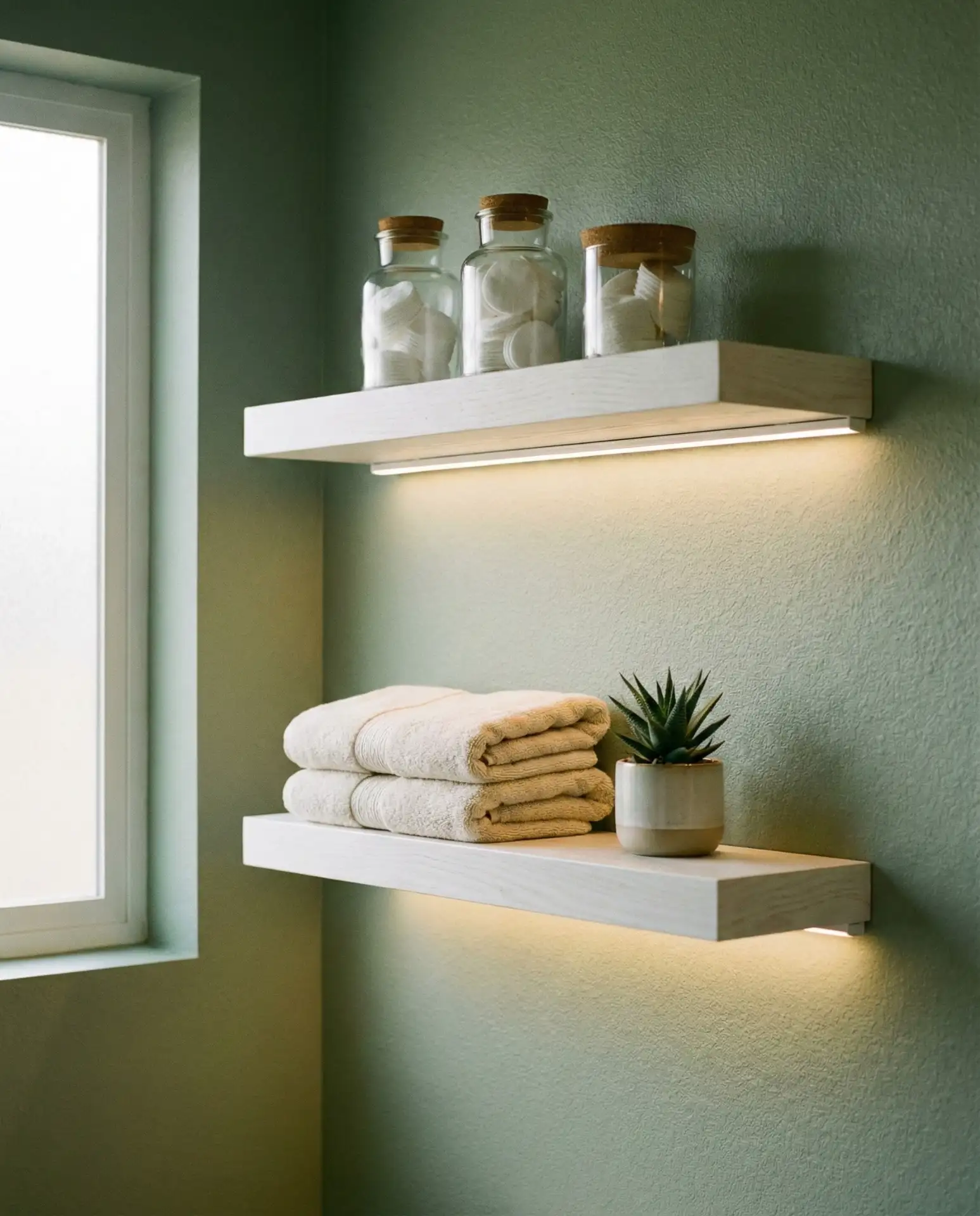 Floating Shelves with Hidden LED Strips 2