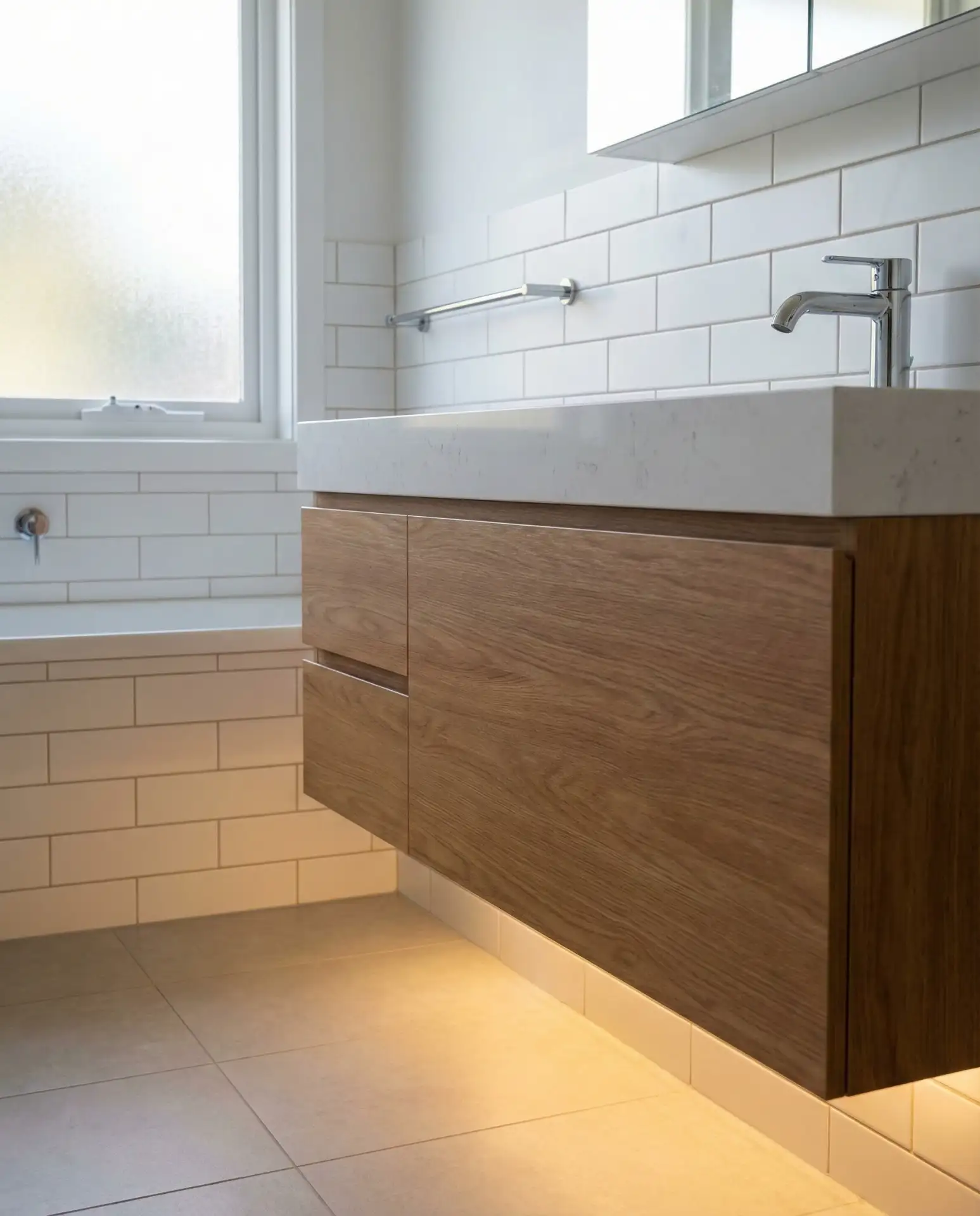 Floating Vanity with Hidden LED Strips 1