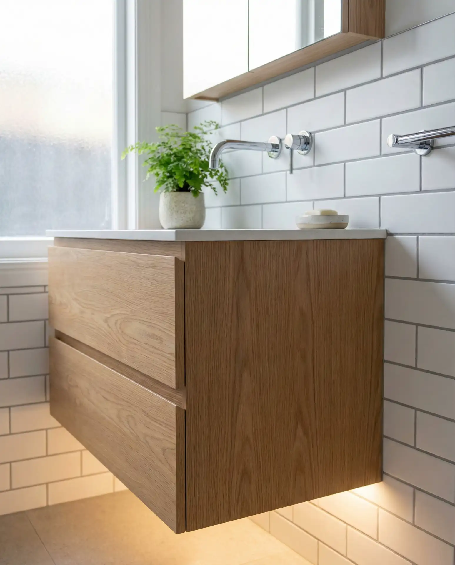 Floating Vanity with Hidden LED Strips 2