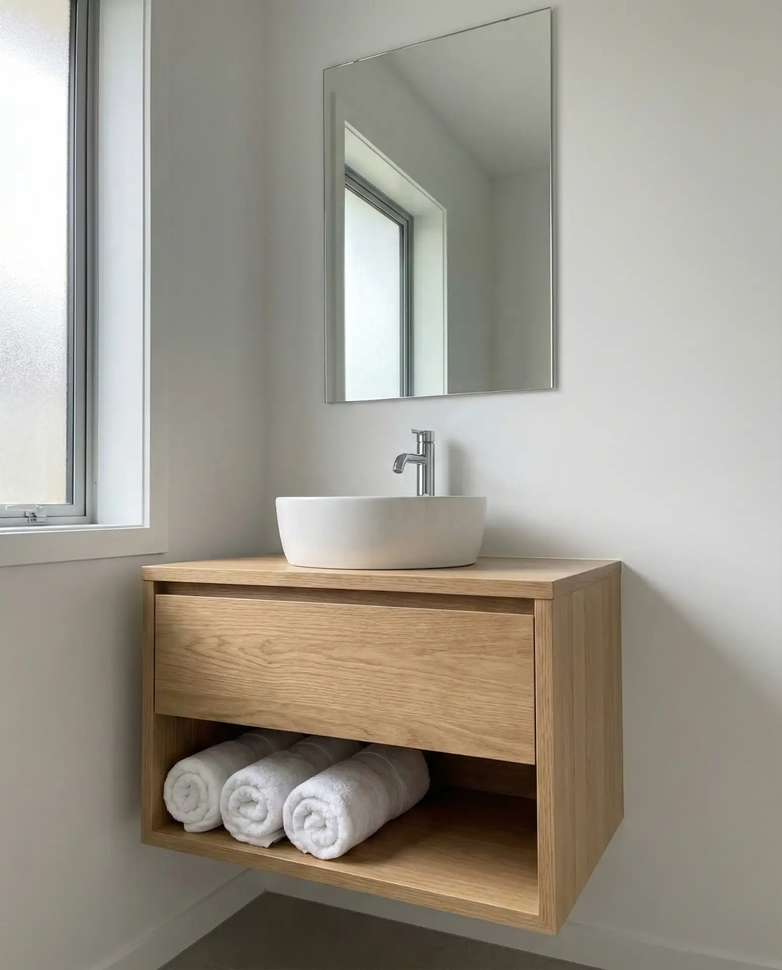 Floating Vanity with Open Shelving 1