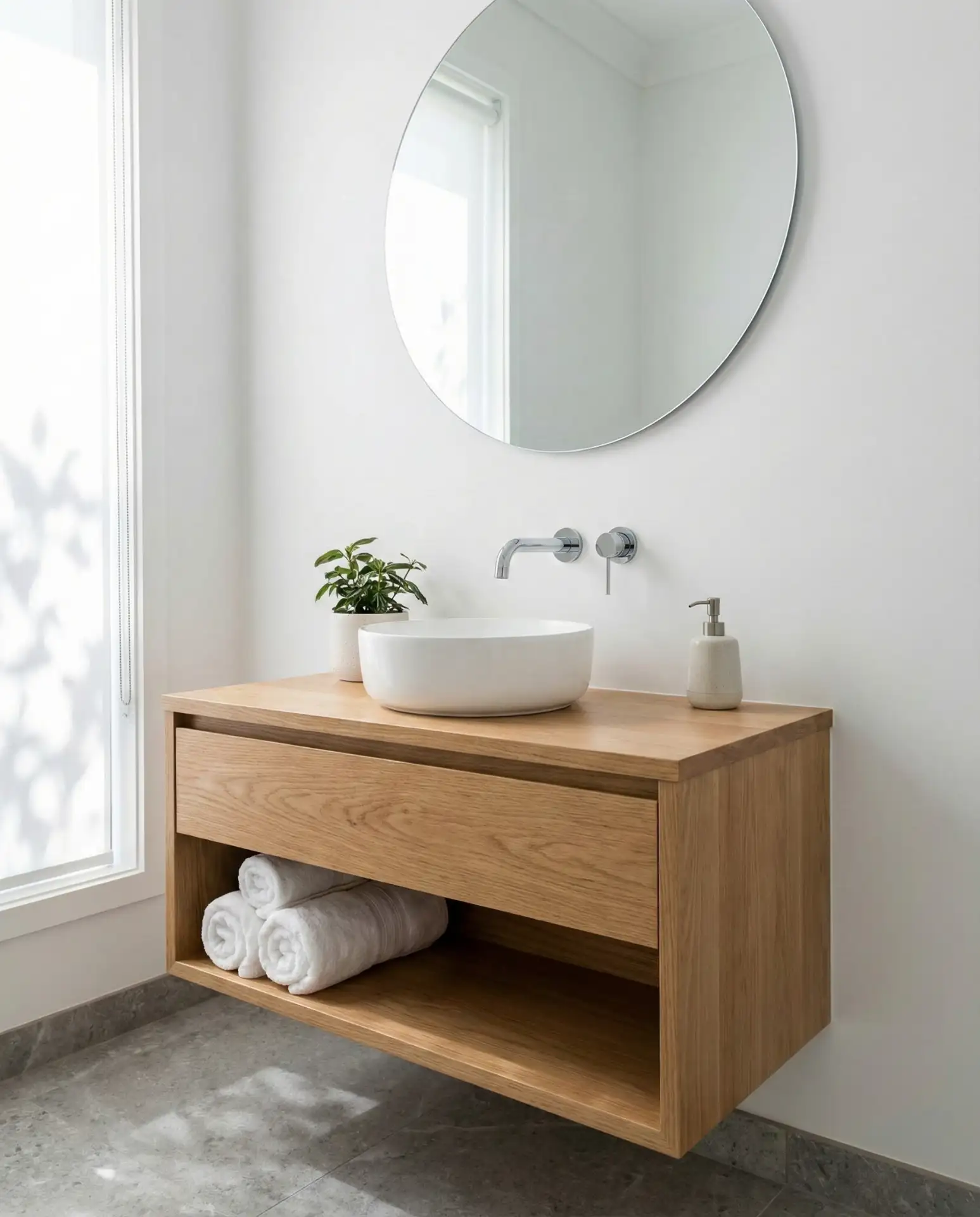 Floating Vanity with Open Shelving 2