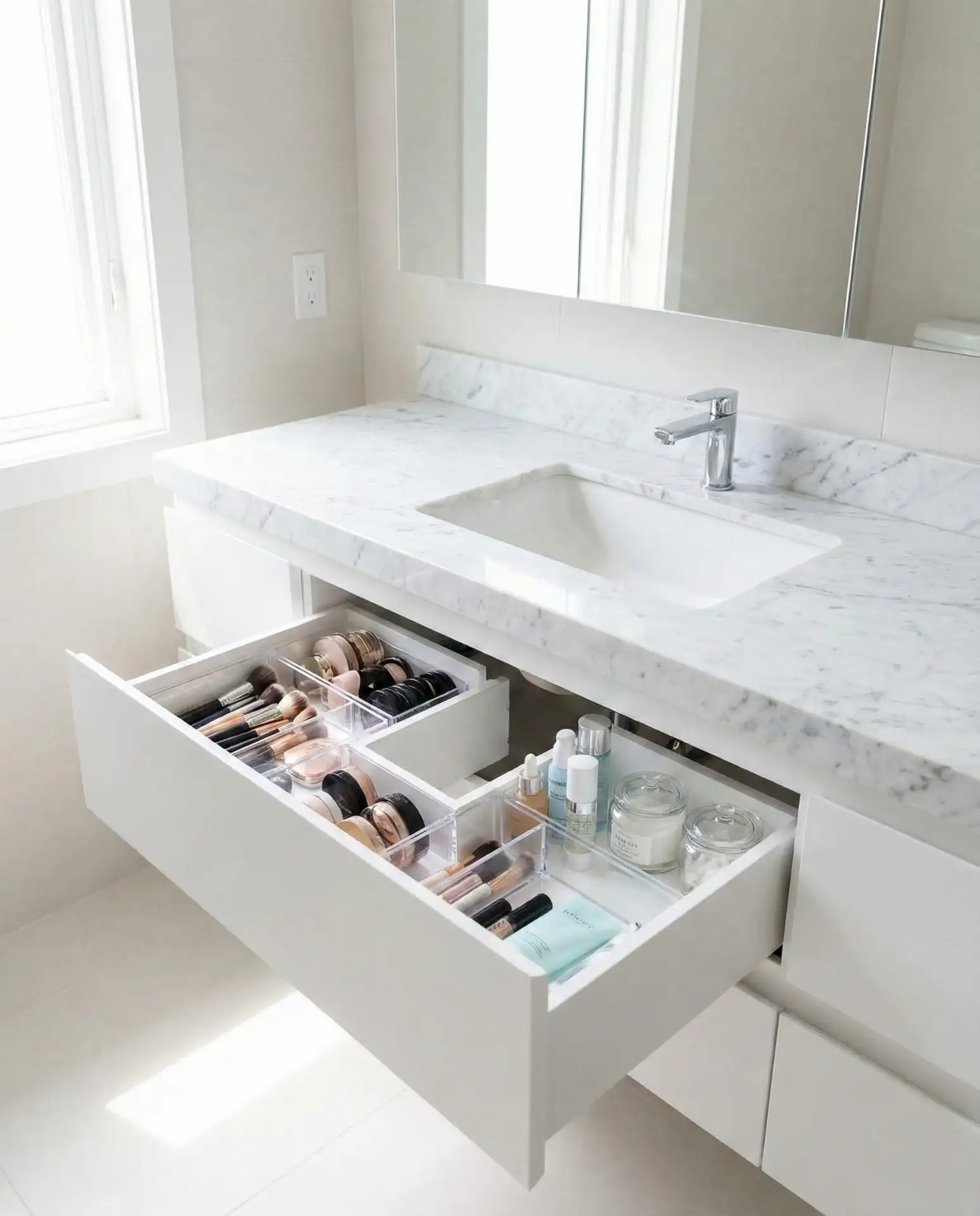 Floating Vanity with Pullout Organizers 1