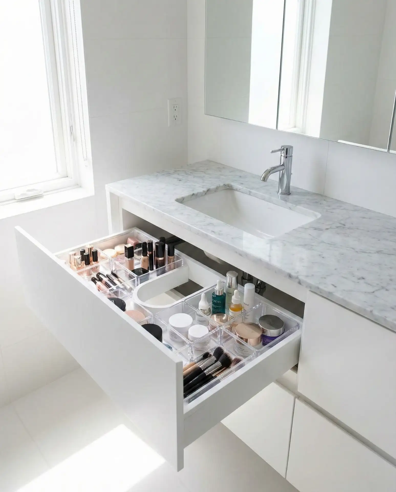 Floating Vanity with Pullout Organizers 2