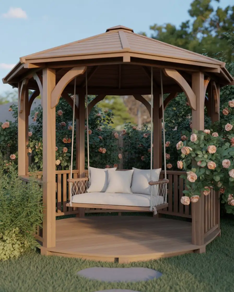 Gazebo with Hanging Swing Seat 1