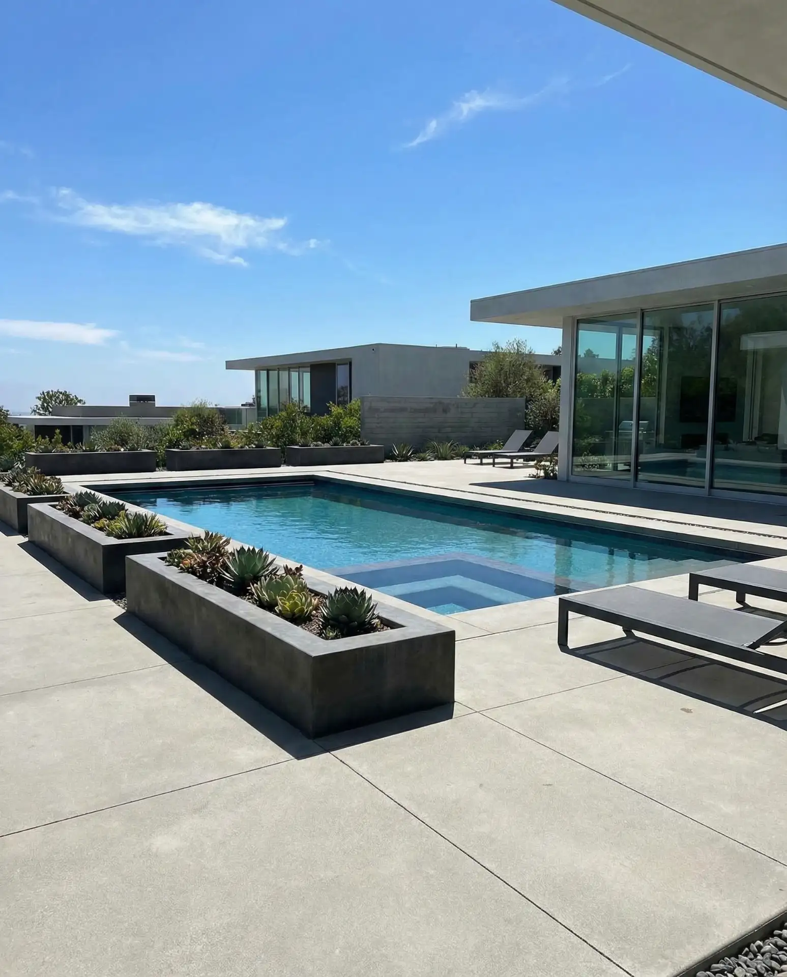 Geometric Pool with Modern Paver Deck 2