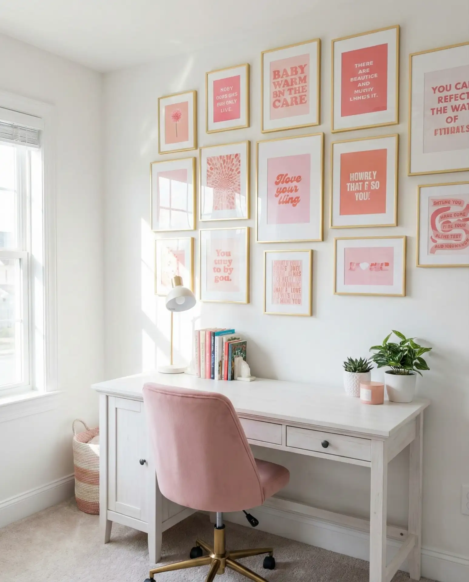 Girly Pink Gallery Wall in a Teen Bedroom 1