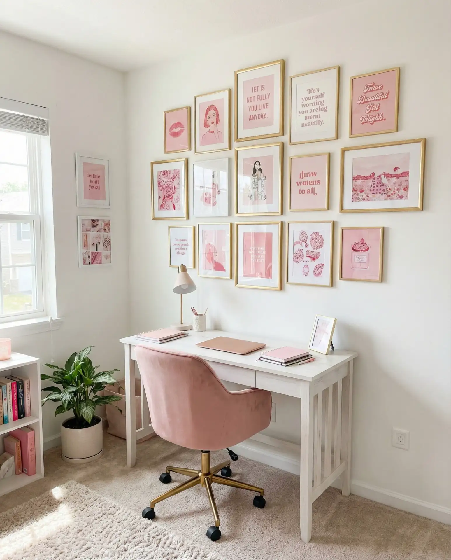 Girly Pink Gallery Wall in a Teen Bedroom 2