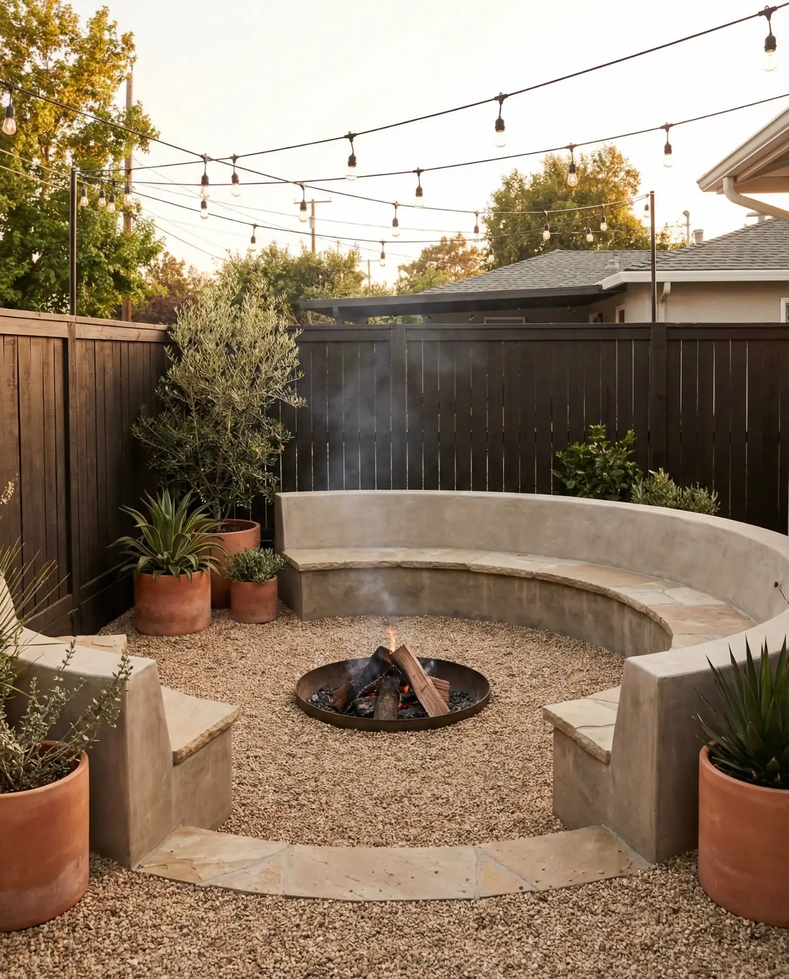 Gravel Patio with Sunken Fire Pit 1