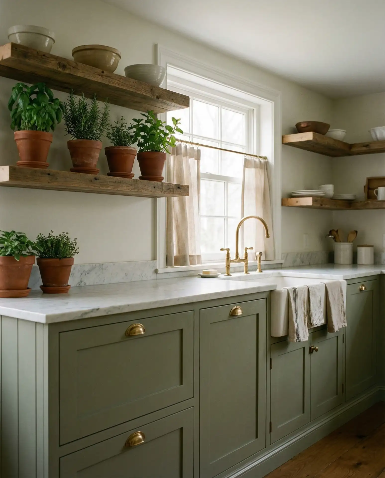 Green Cabinetry Farmhouse Kitchen 2