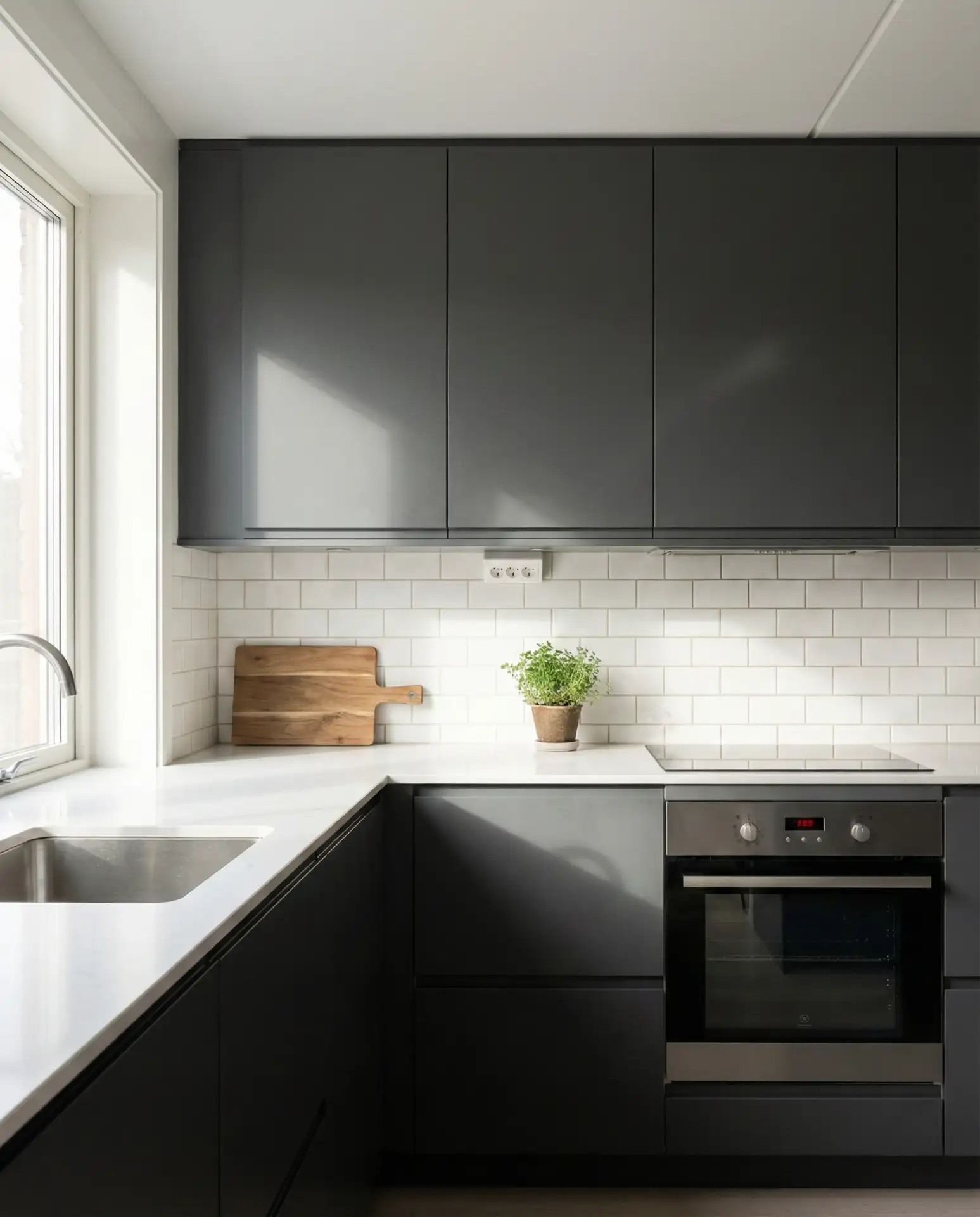 Grey and White Minimalist Kitchen 1