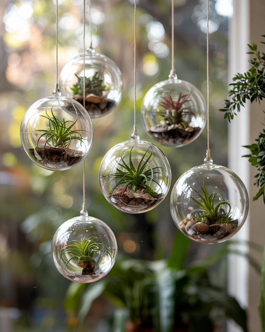 Hanging Glass Terrariums with Air Plants 2