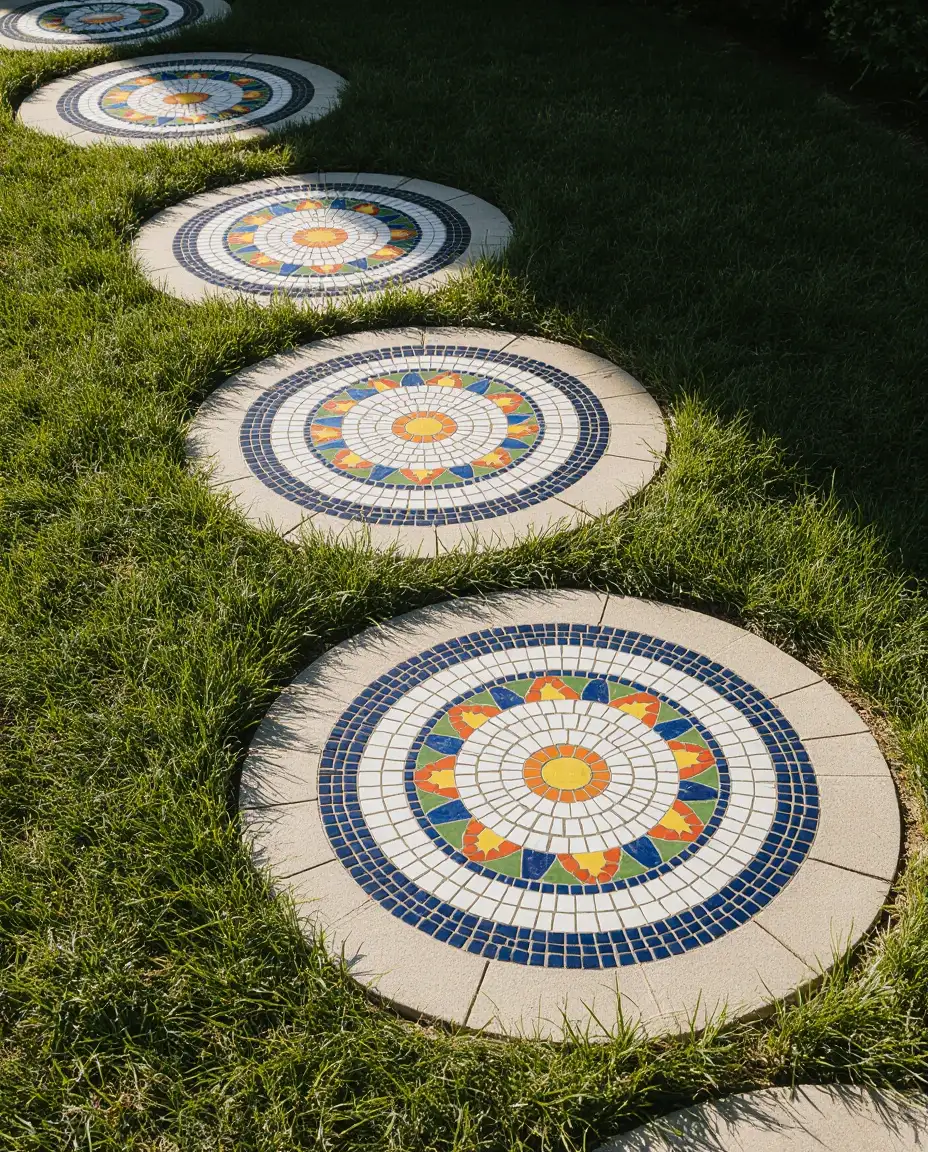 Homemade Stone Mosaic Stepping Path