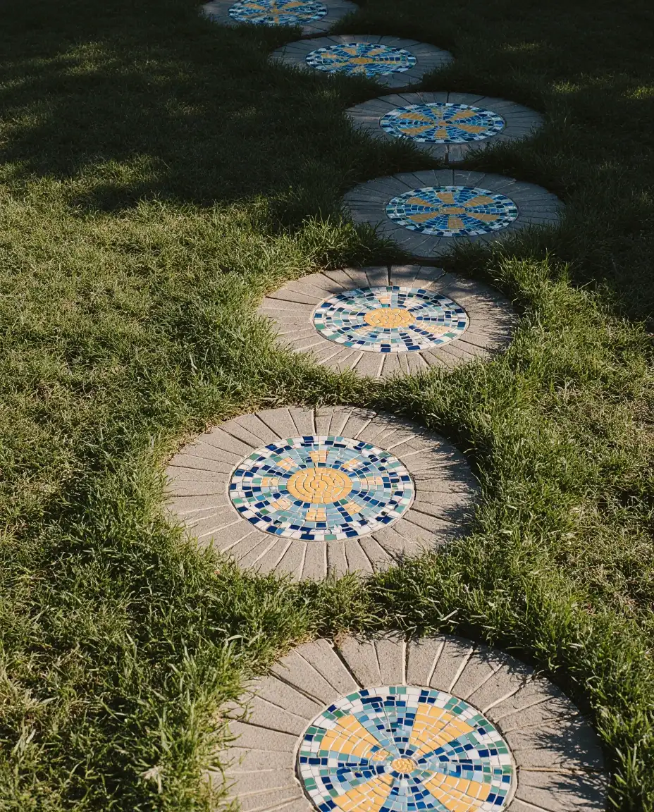 Homemade Stone Mosaic Stepping Path