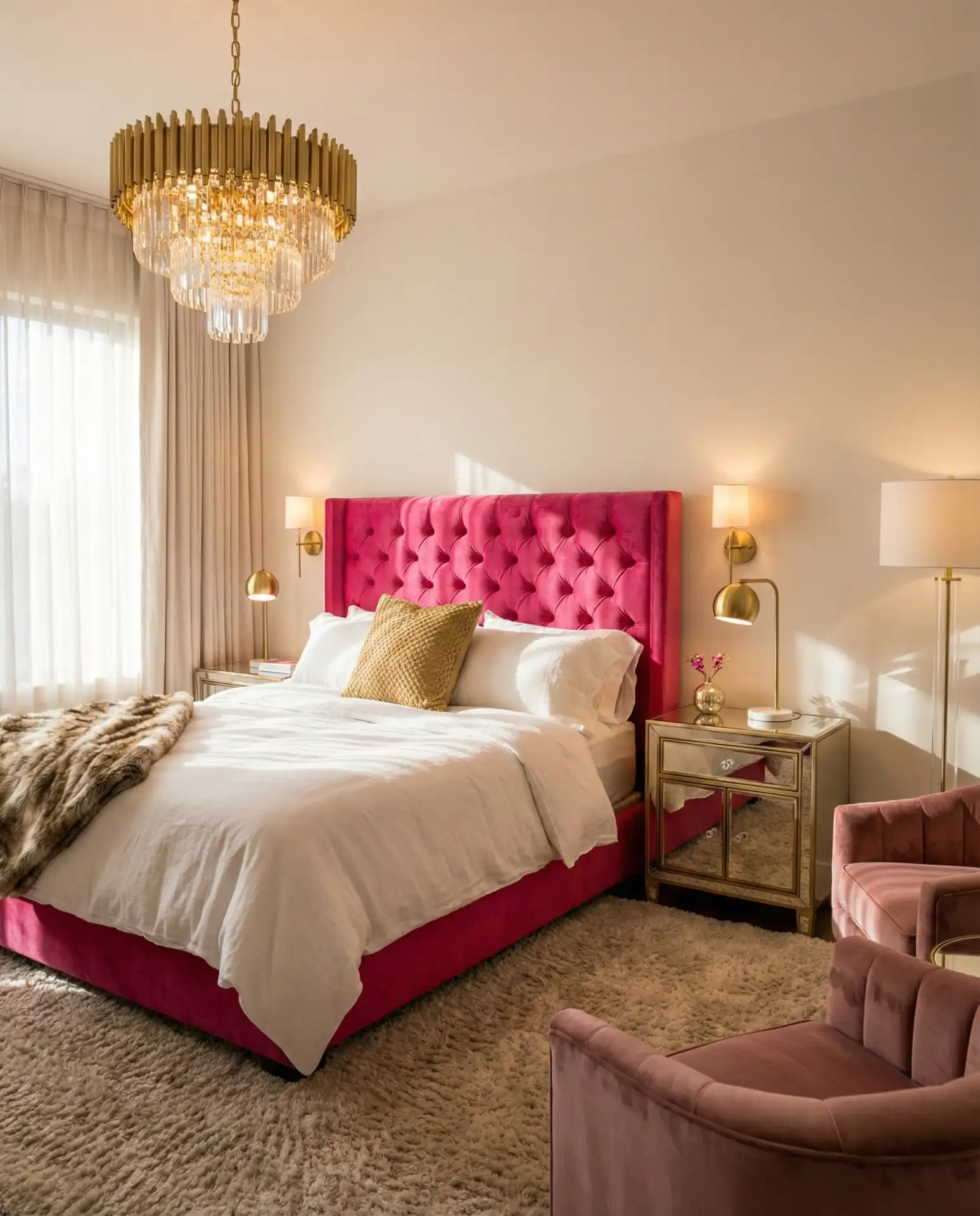 Hot Pink and Gold Glam Bedroom 1