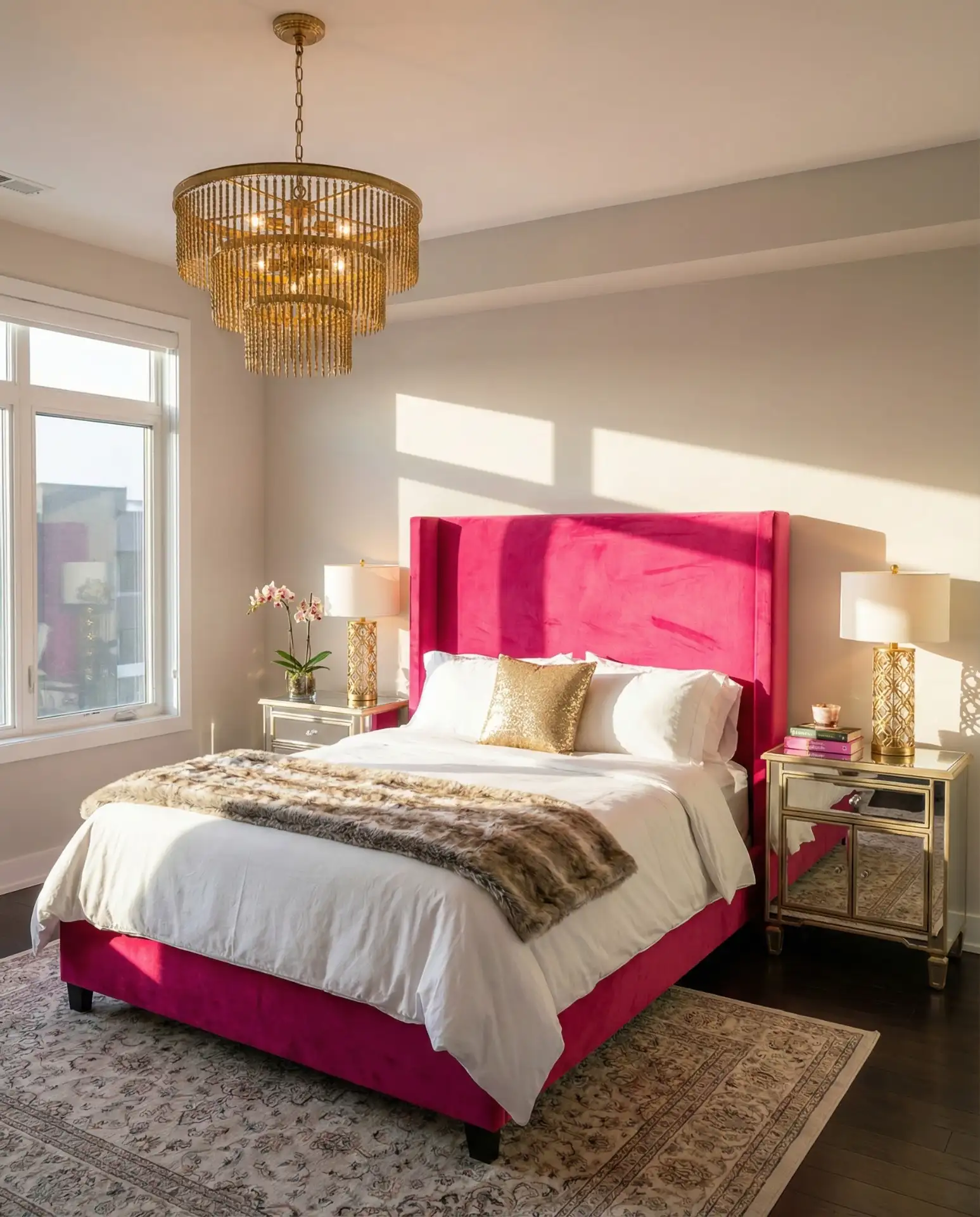 Hot Pink and Gold Glam Bedroom 2