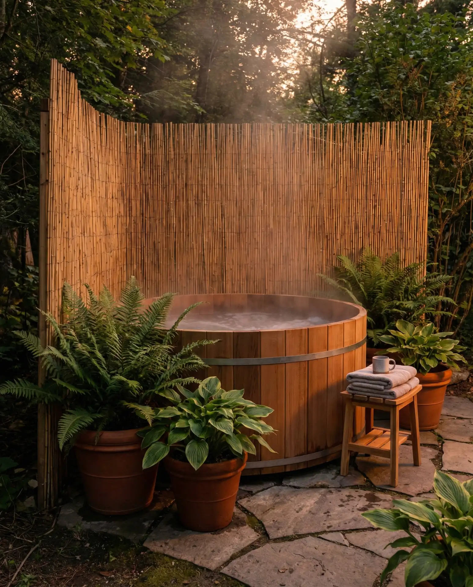 Hot Tub Nook with Privacy Screens 1