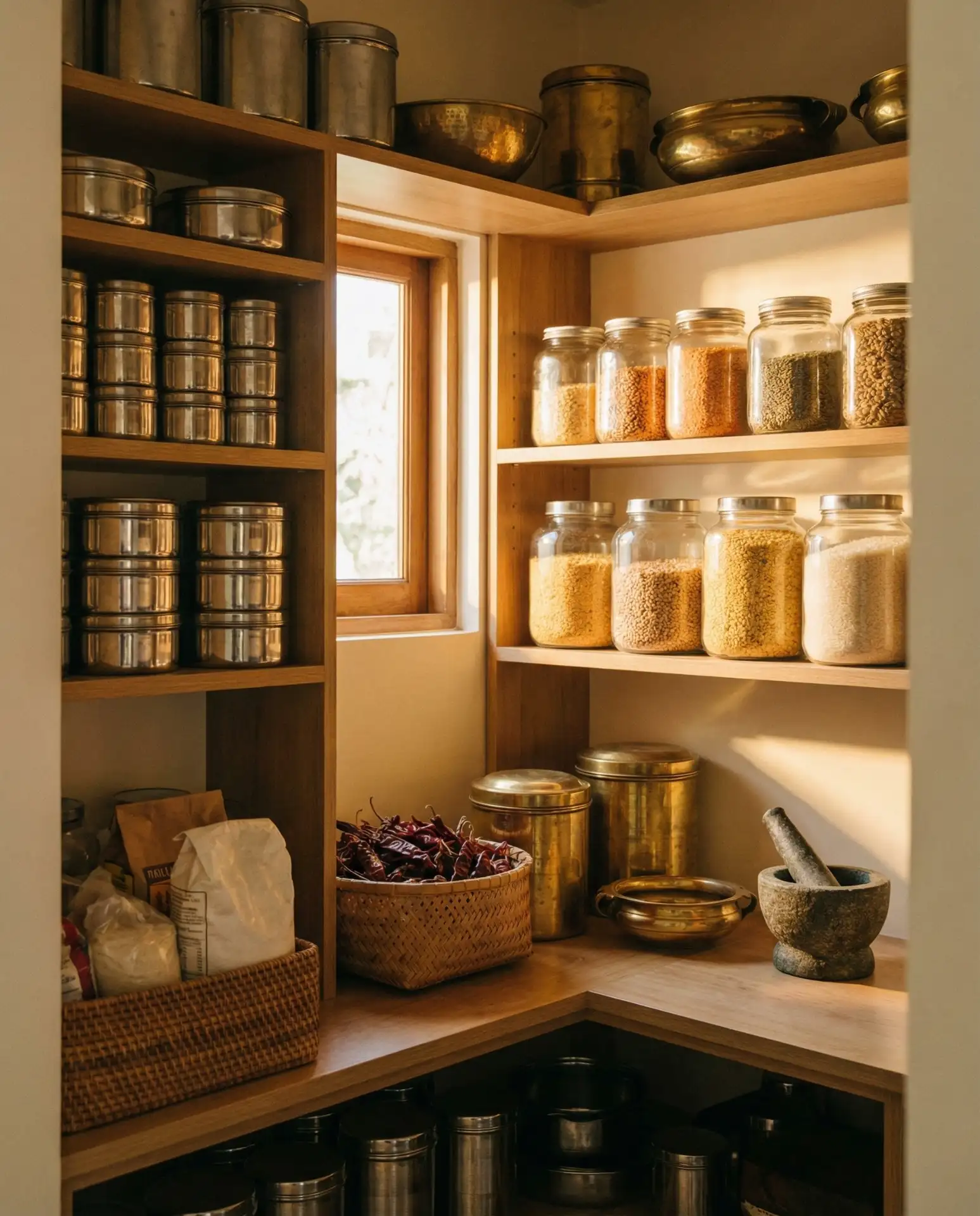 Indian Kitchen Pantry with Spice Storage 1