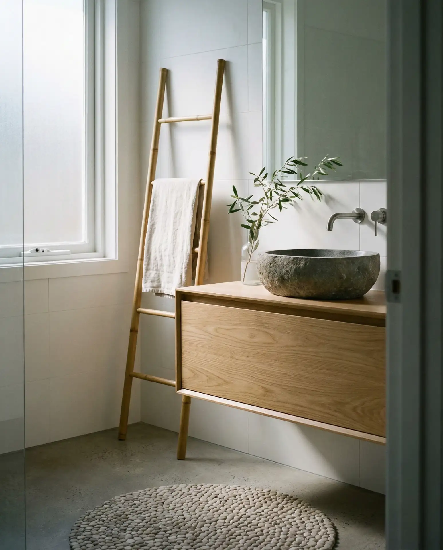 Japandi Wood and Stone Harmony 1