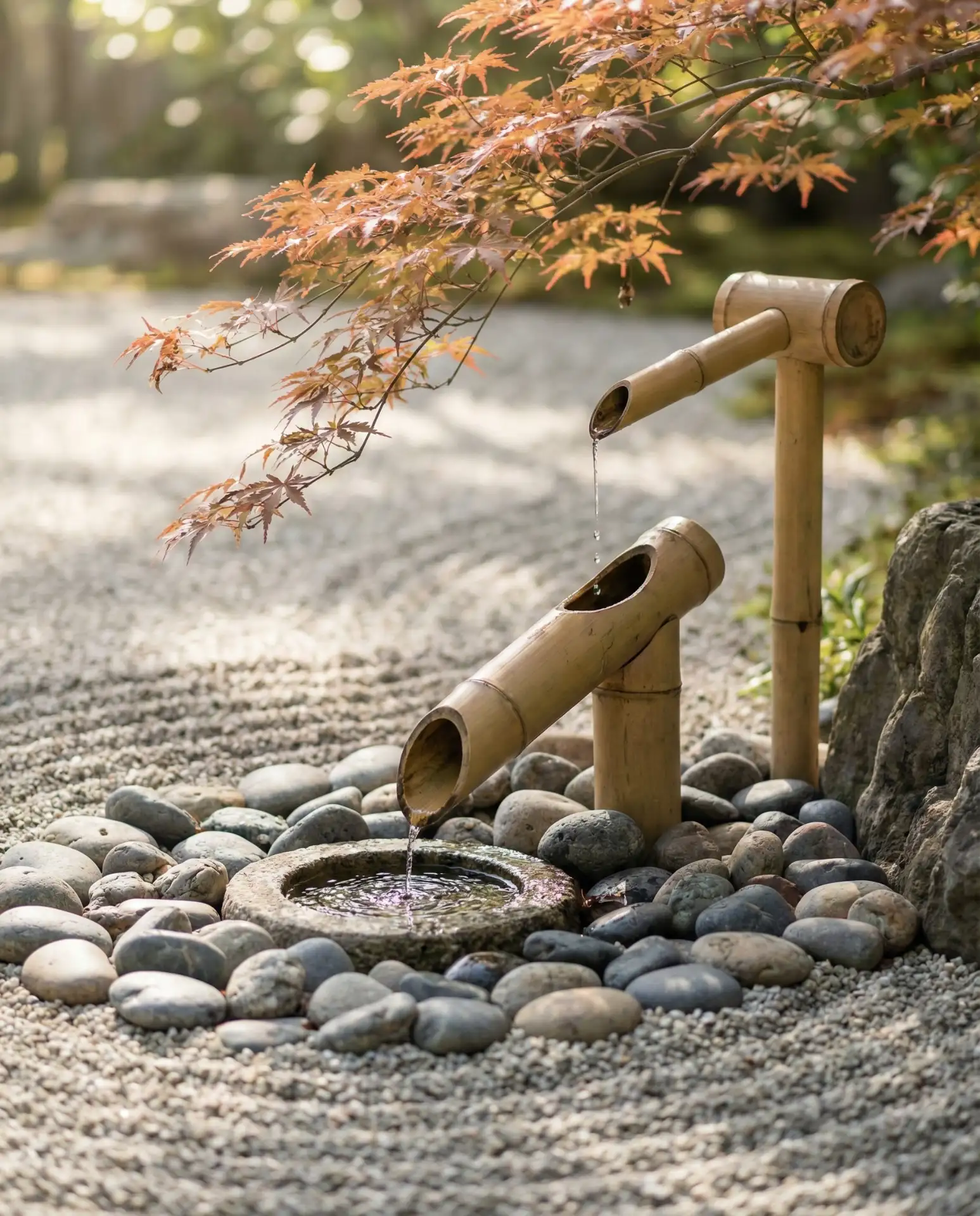 Japanese-Inspired Bamboo Water Feature