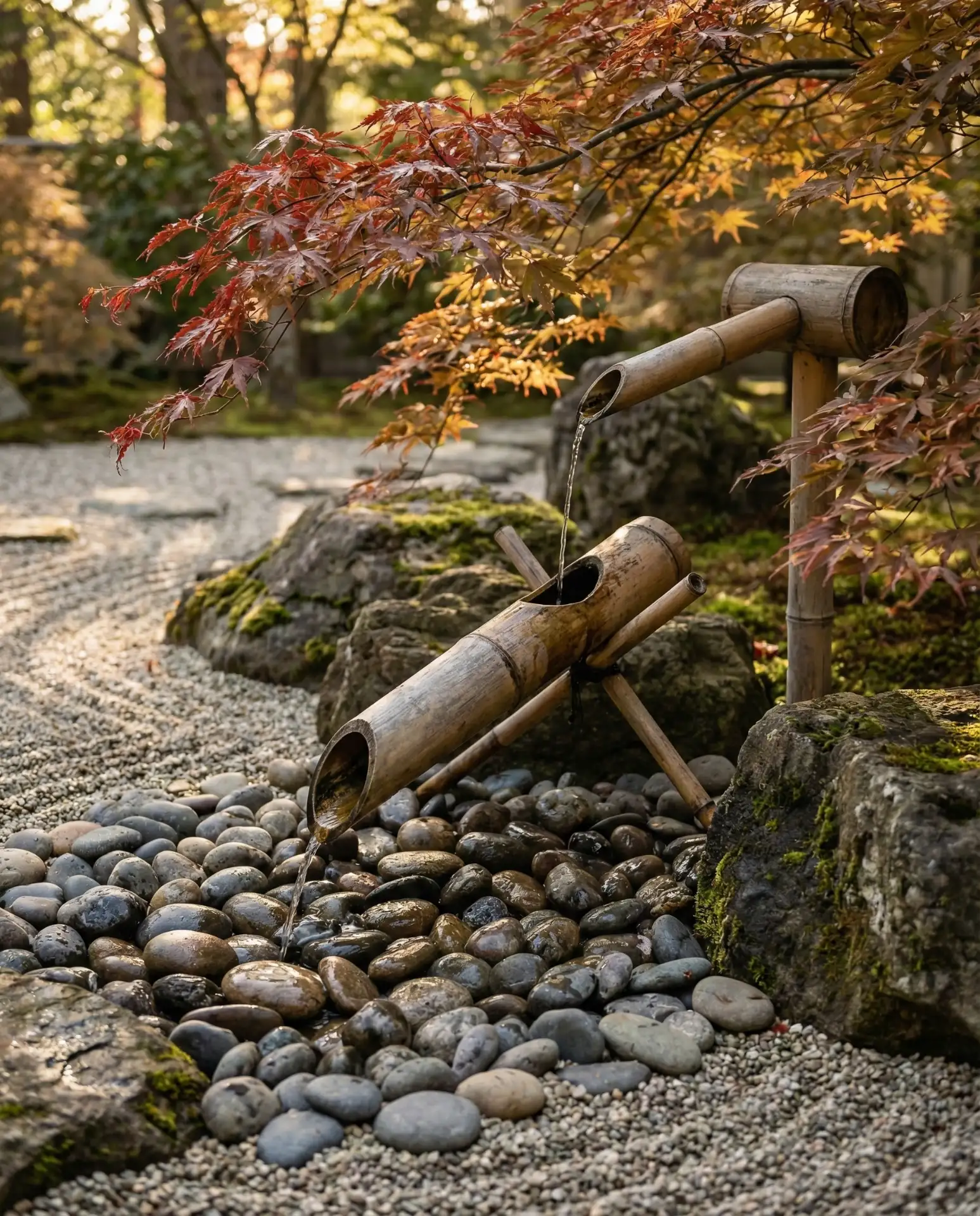 Japanese-Inspired Bamboo Water Feature