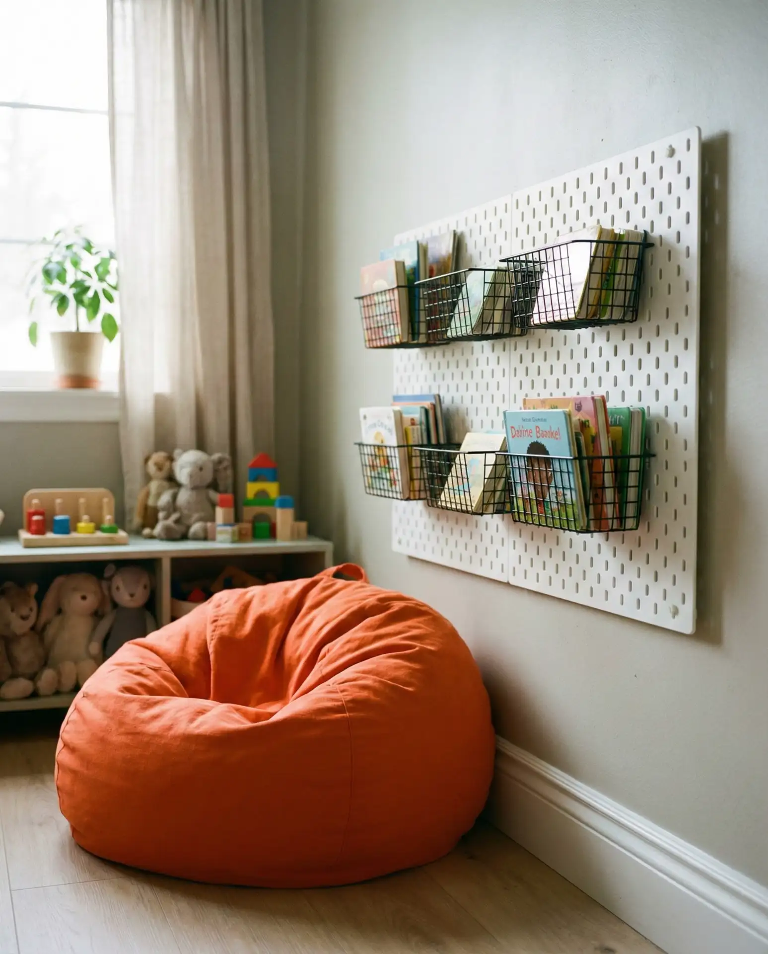Kids' Bedroom Alcove with Pegboard and Bean Bag 2