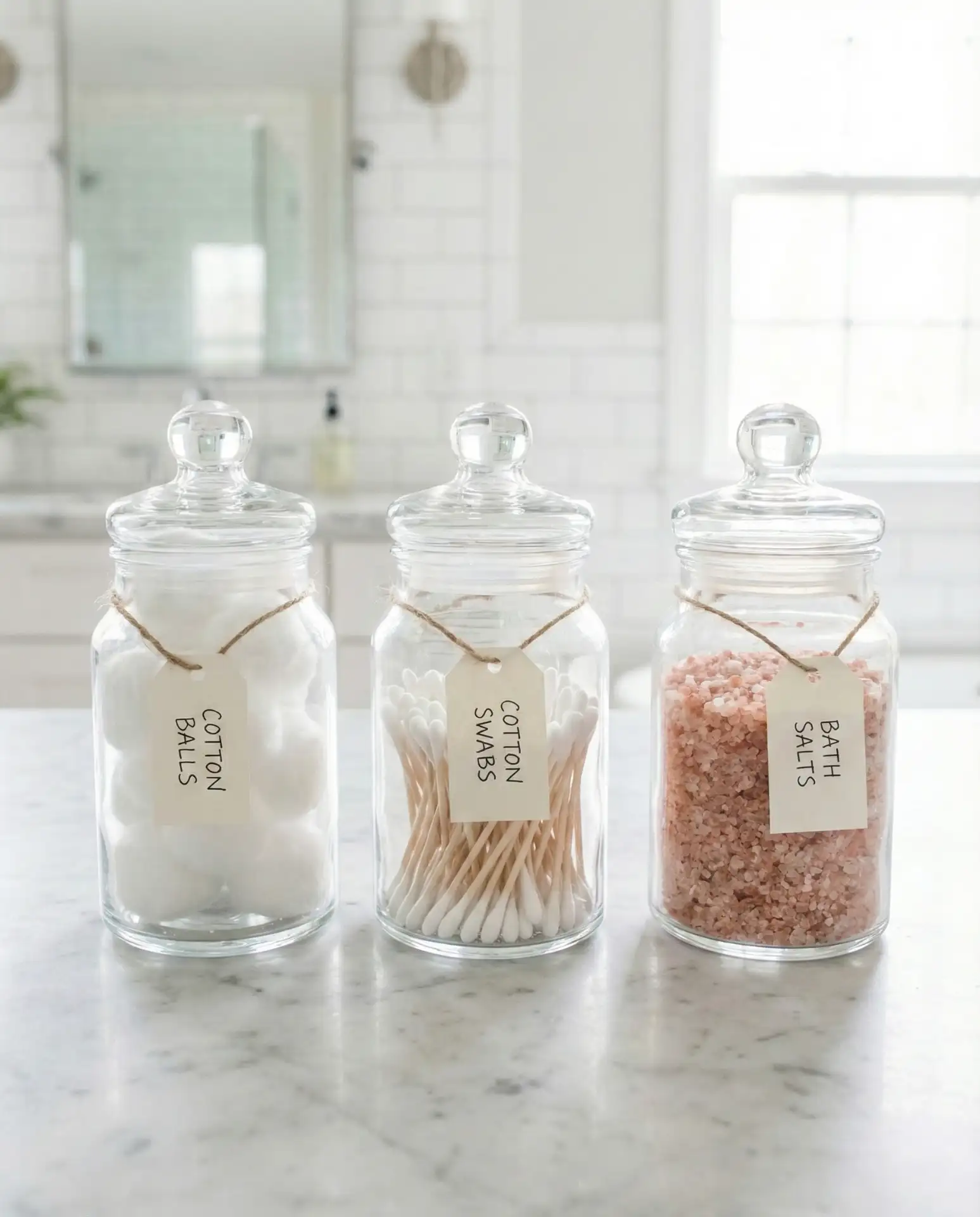 Labeled Glass Jars for Cotton and Swabs 2