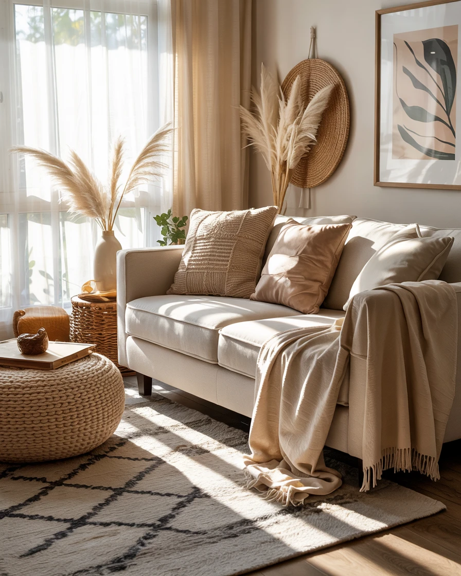 Layered Textiles for a Living Room Cozy Retreat 1