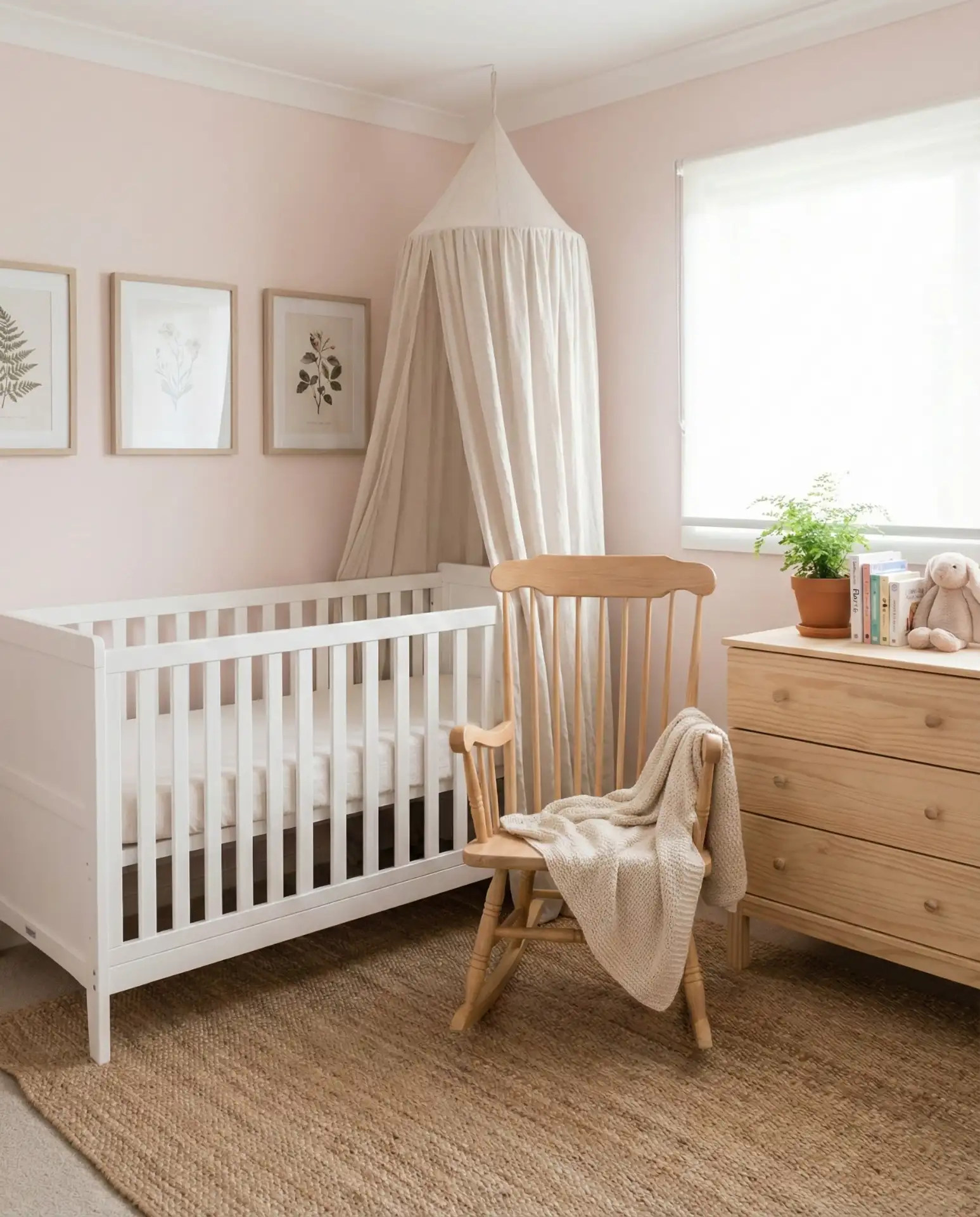 Light Pink Nursery with Greenery 1