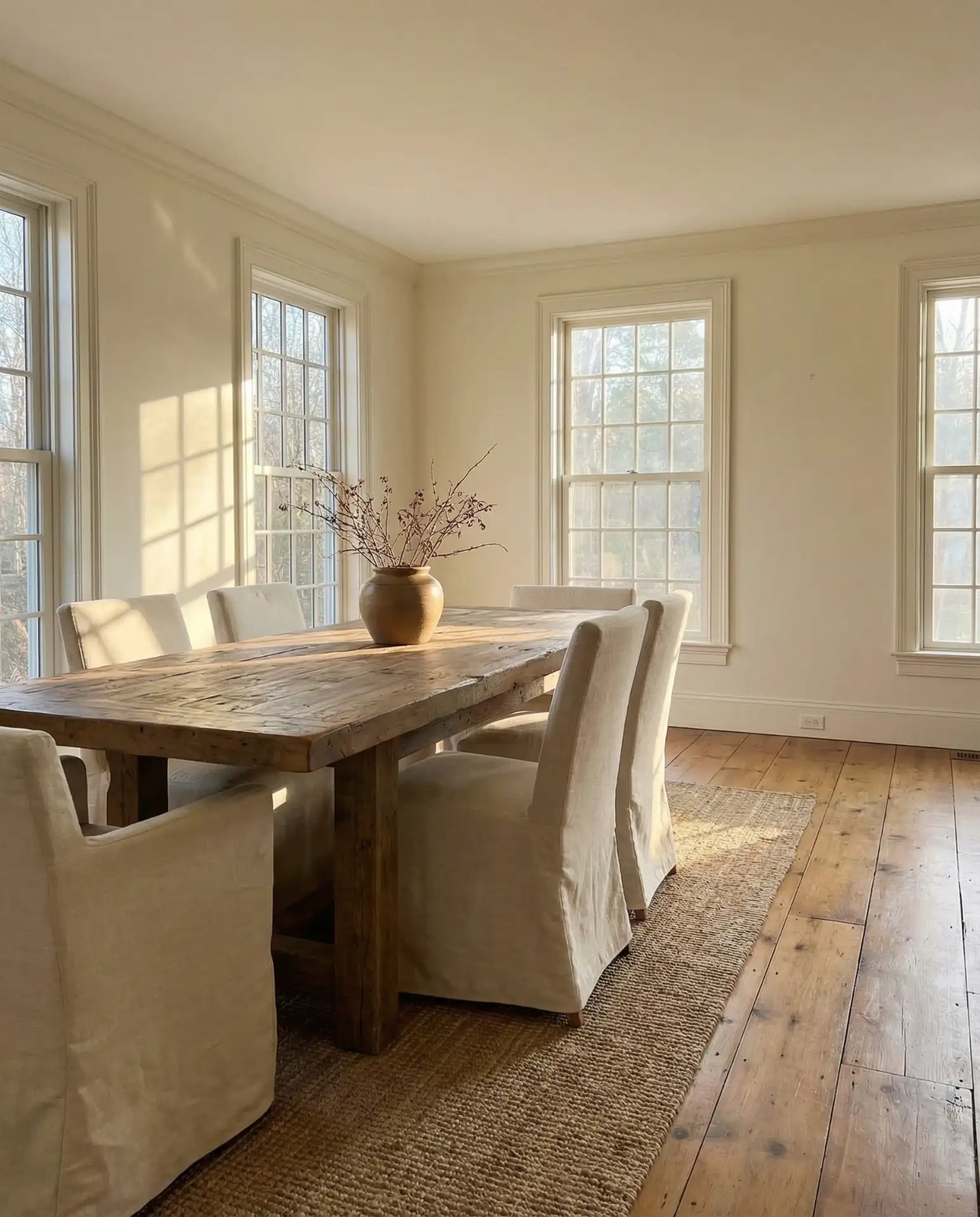 Linen-Draped Dining Chairs with Reclaimed-Wood Tables 1