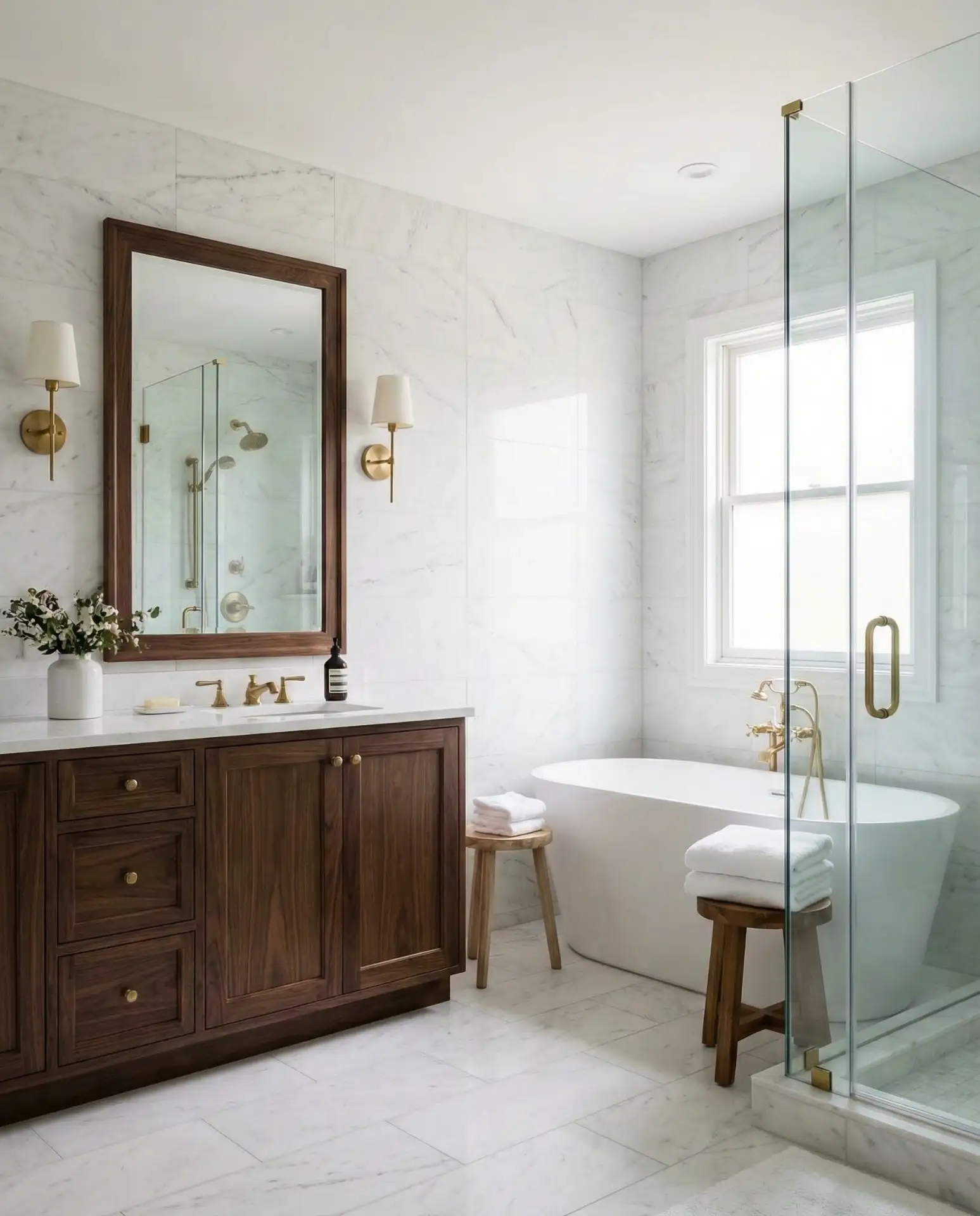 Luxe Marble Sanctuary with Double Sconces 1