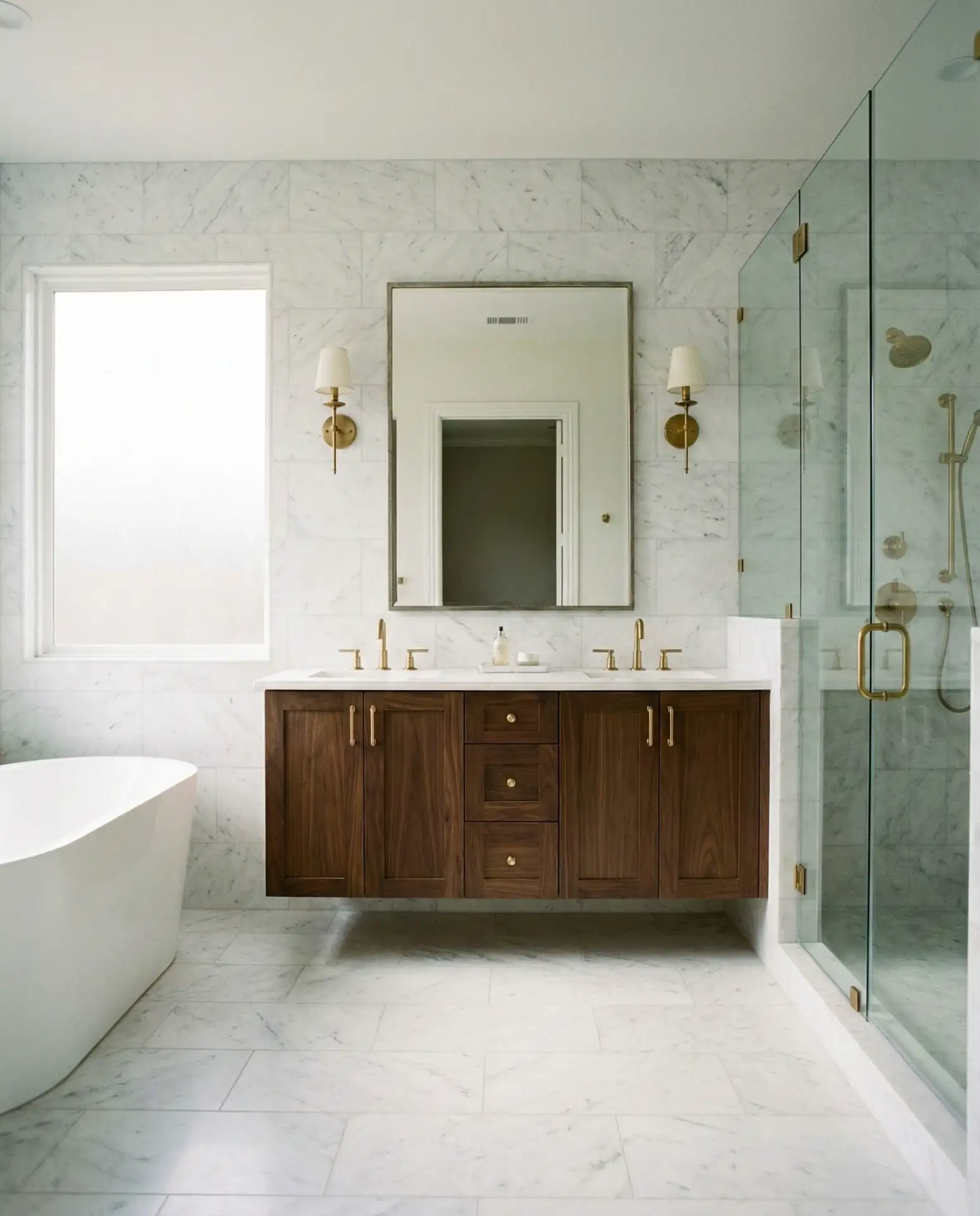Luxe Marble Sanctuary with Double Sconces 2