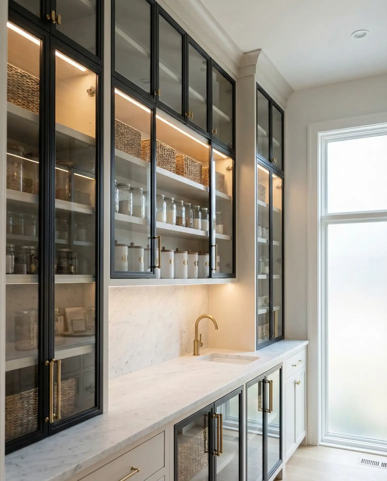 Luxury Pantry with Glass-Front Cabinets 1