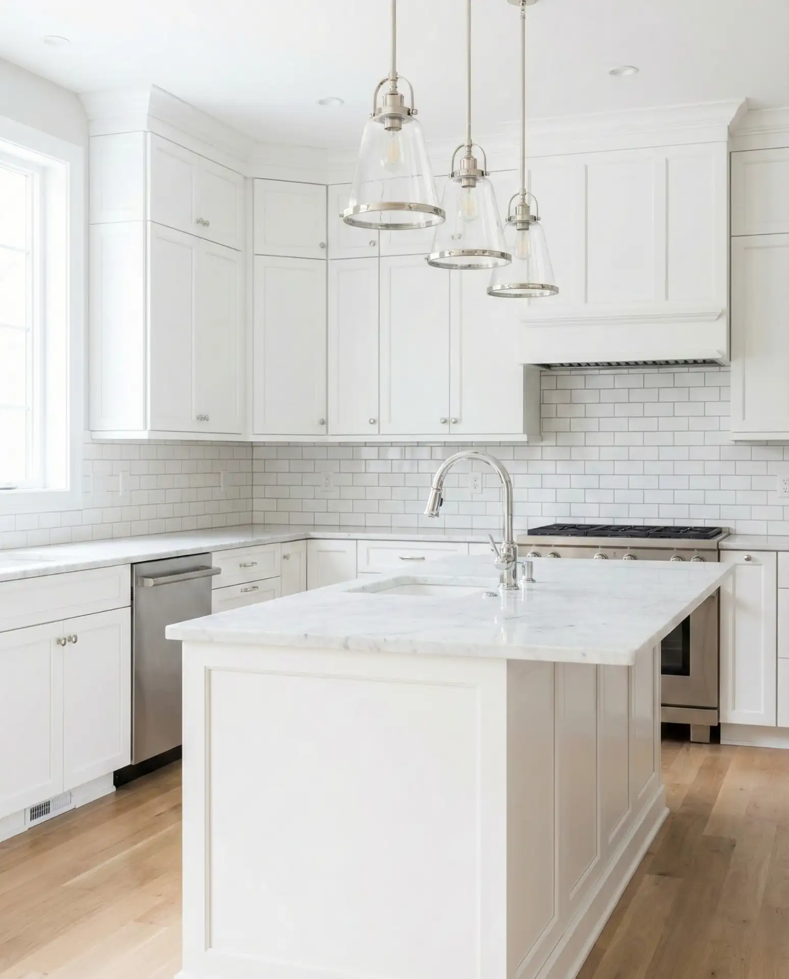 Luxury White Kitchen with Subway Tile 1