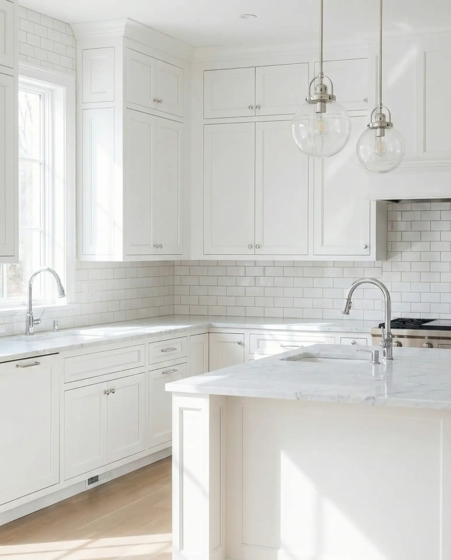 Luxury White Kitchen with Subway Tile 2