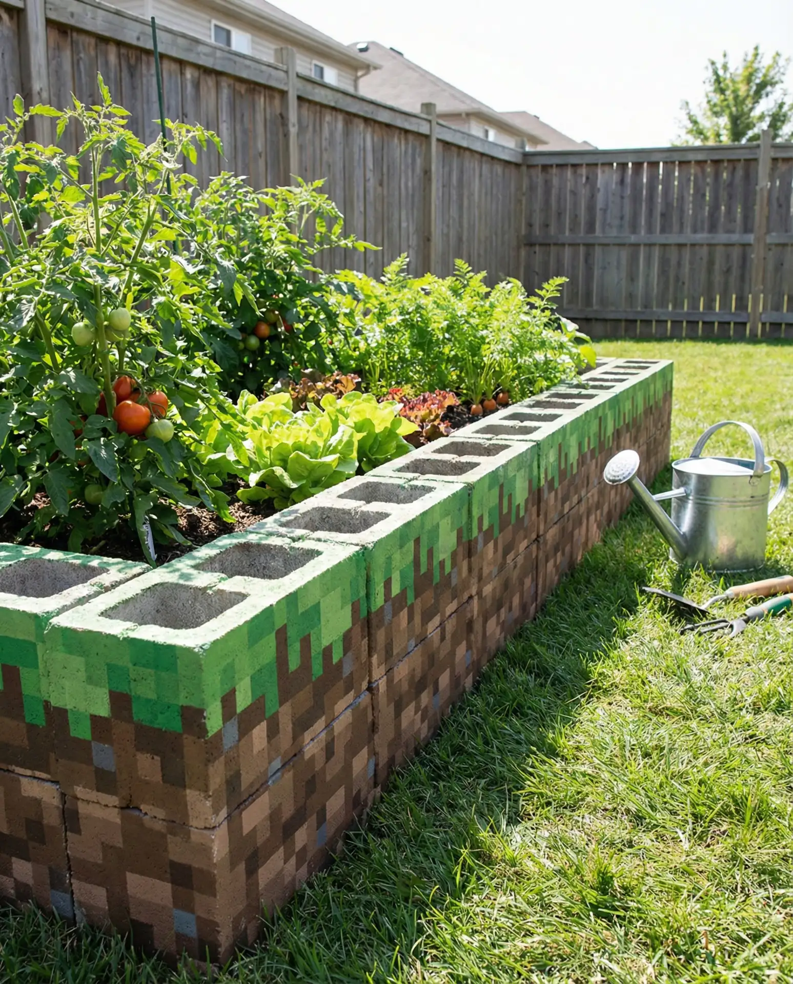 Minecraft-Inspired Block Garden Edging