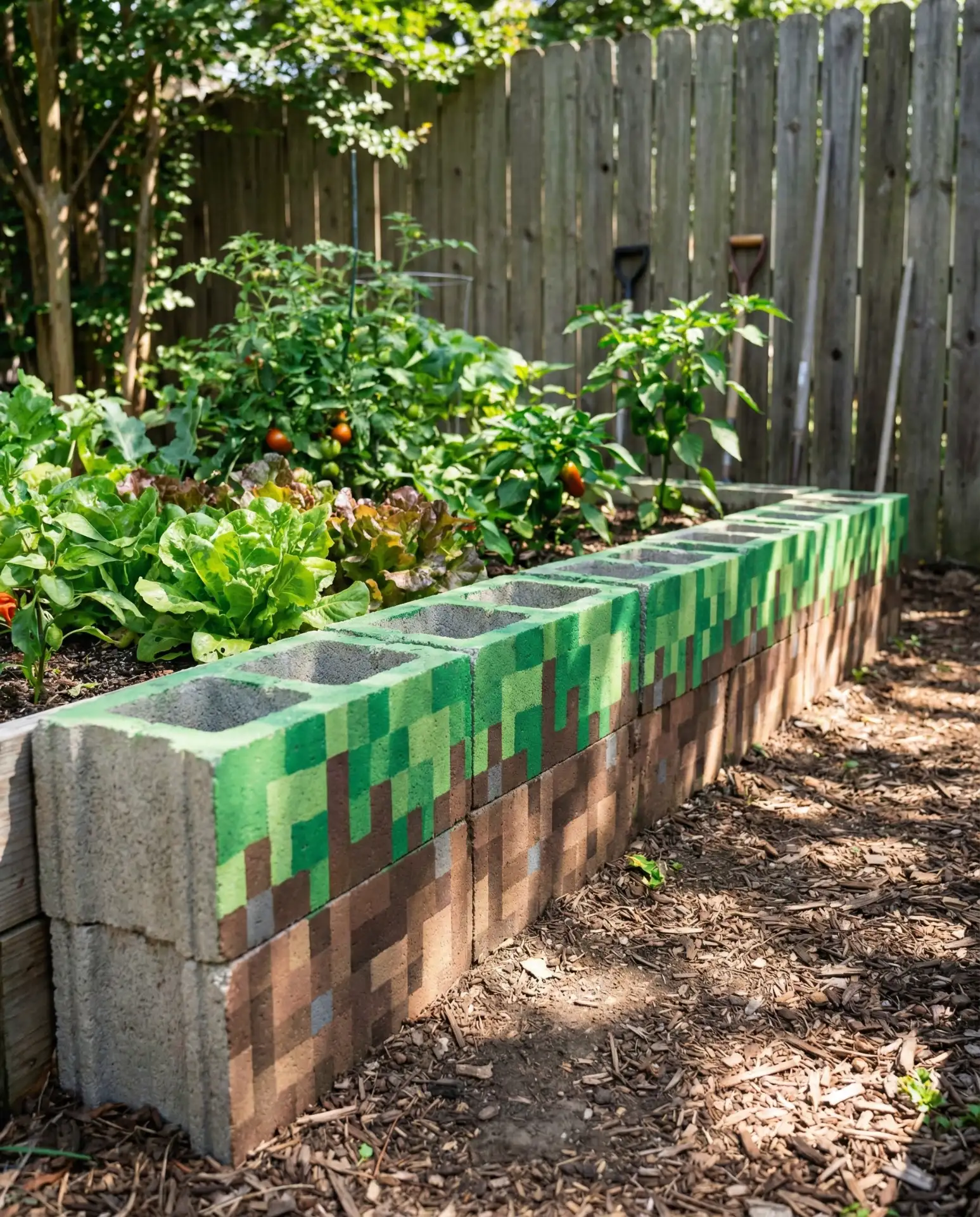 Minecraft-Inspired Block Garden Edging