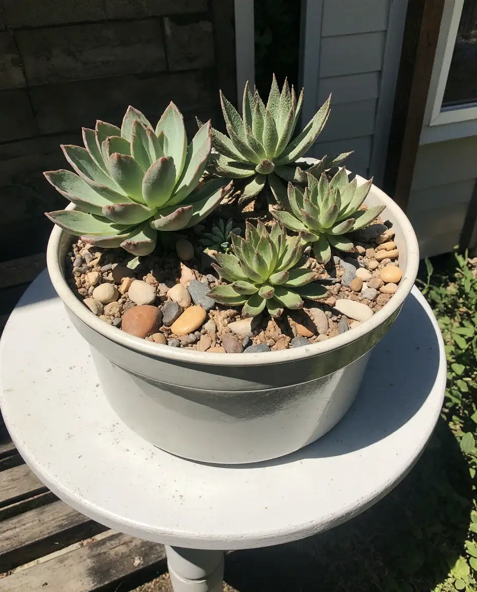 Miniature Succulent Garden in Vintage Container