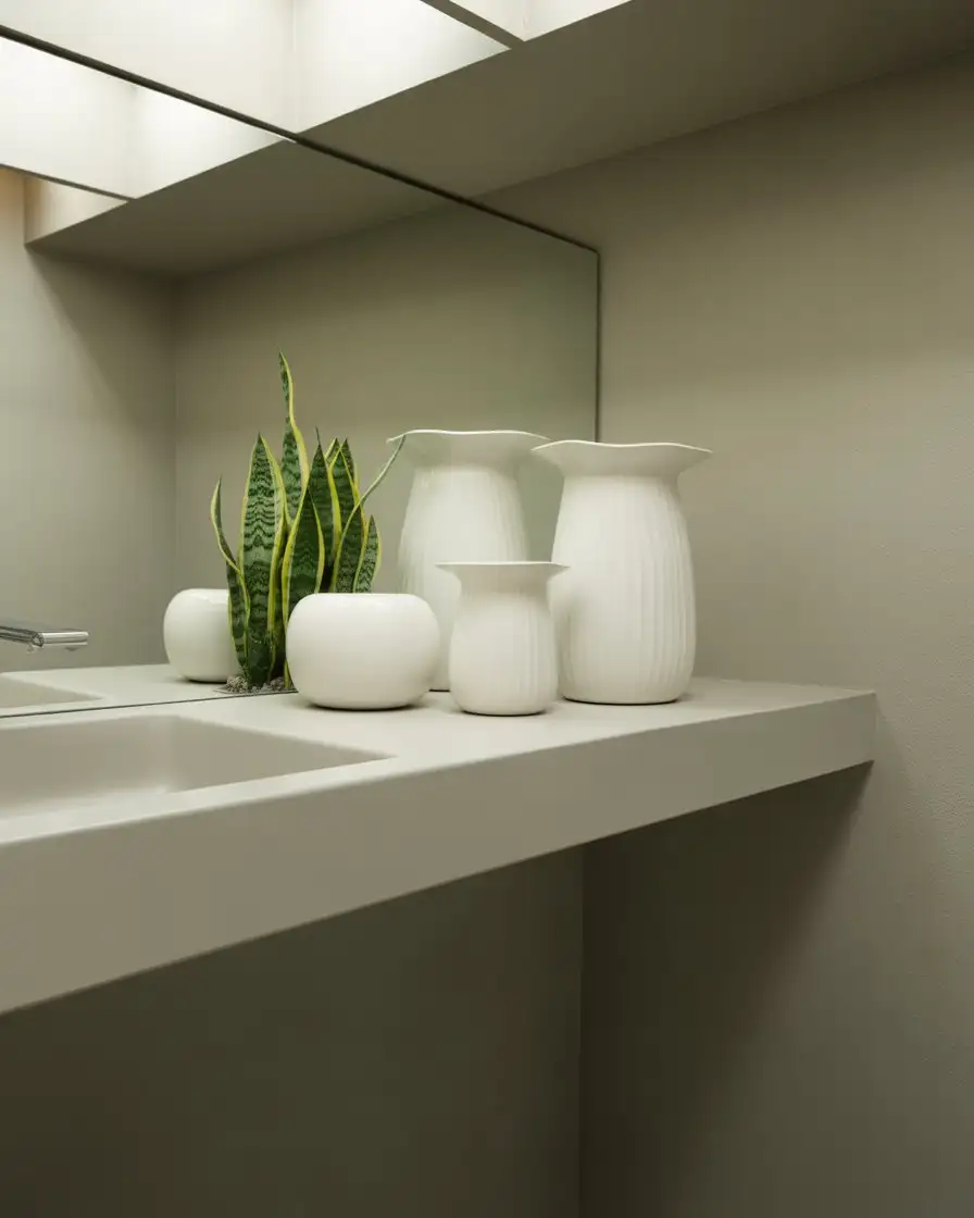 Minimalist White Floating Shelves in Modern Bathrooms 2