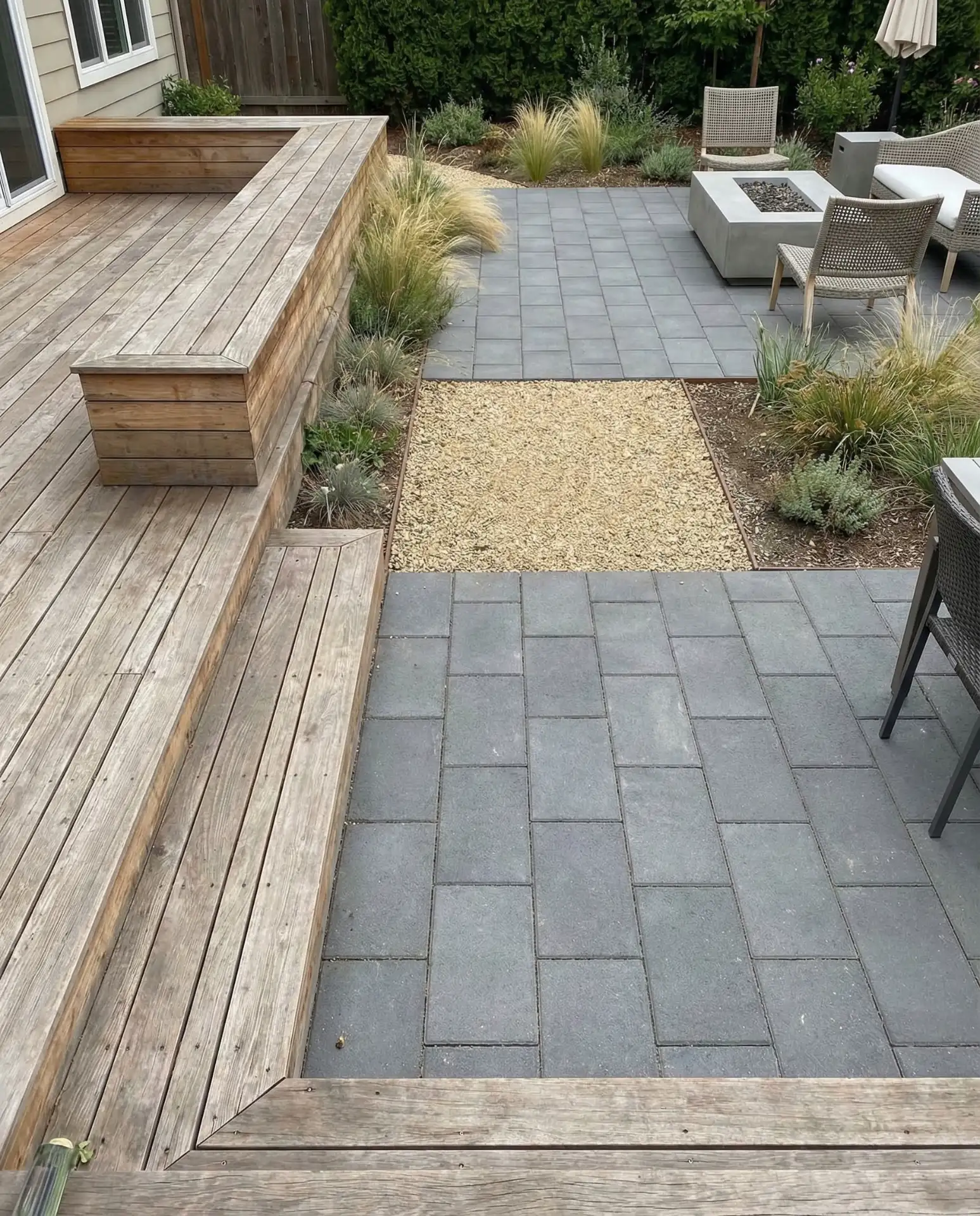 Mixed Material Patio with Contrasting Zones 1