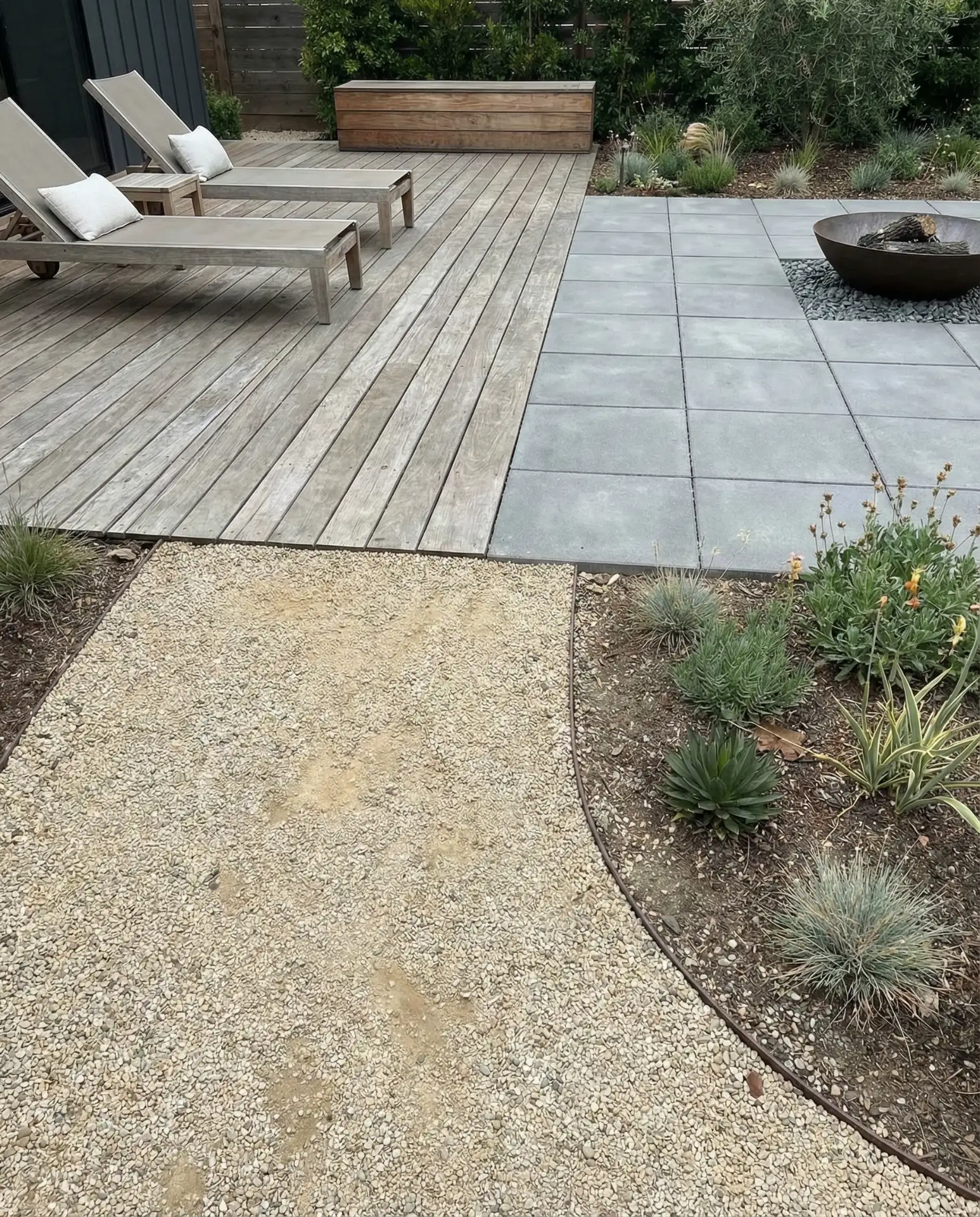 Mixed Material Patio with Contrasting Zones 2