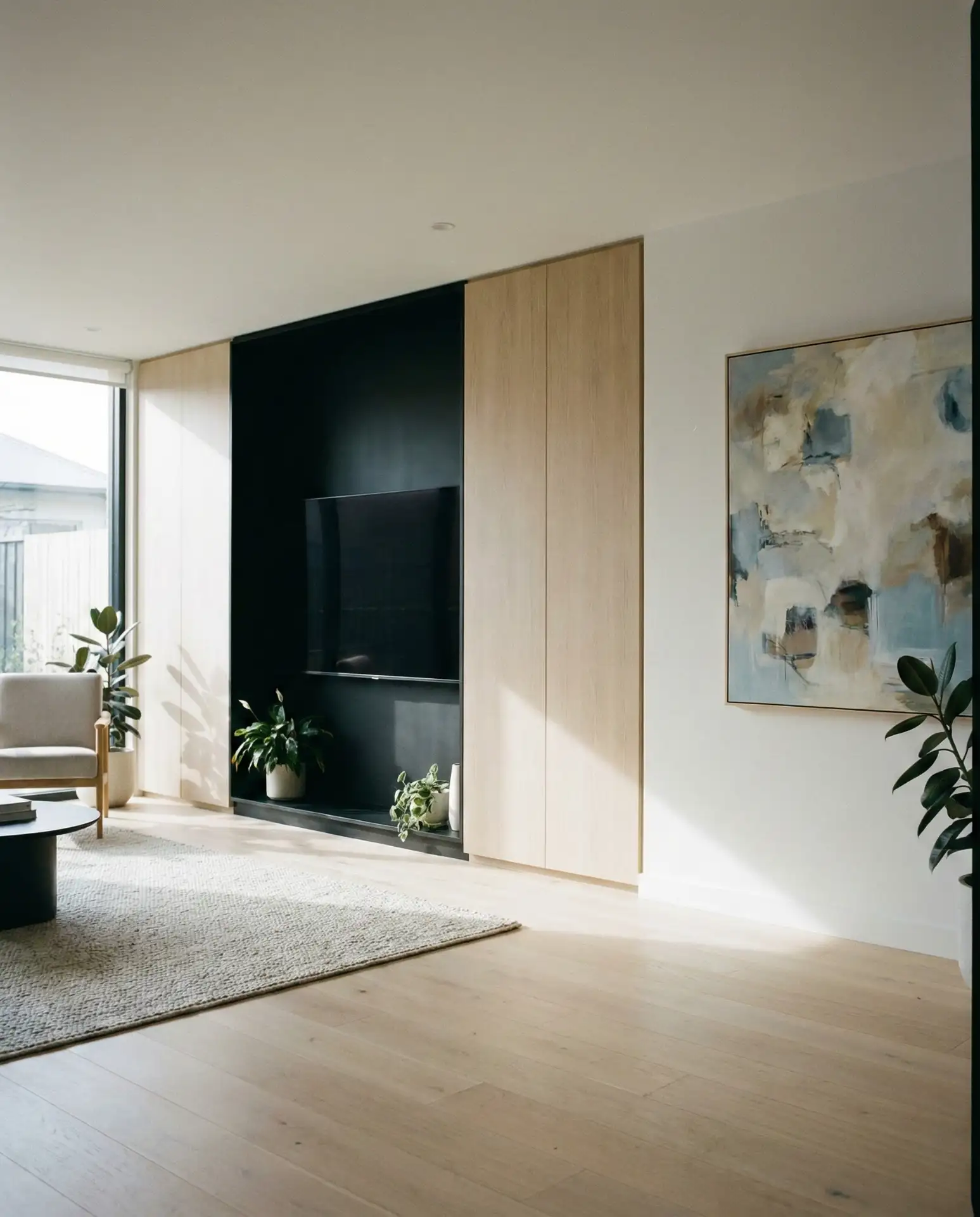 Monochromatic Black Alcove with Hidden Storage 1